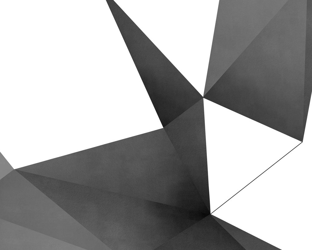 A black and white poster of a bird made out of paper.