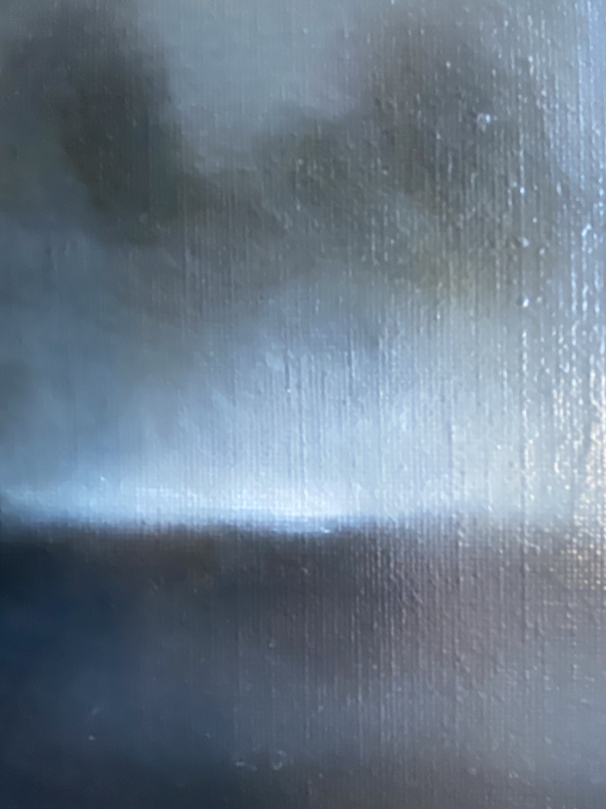 A painting of a dark sky over a body of water.