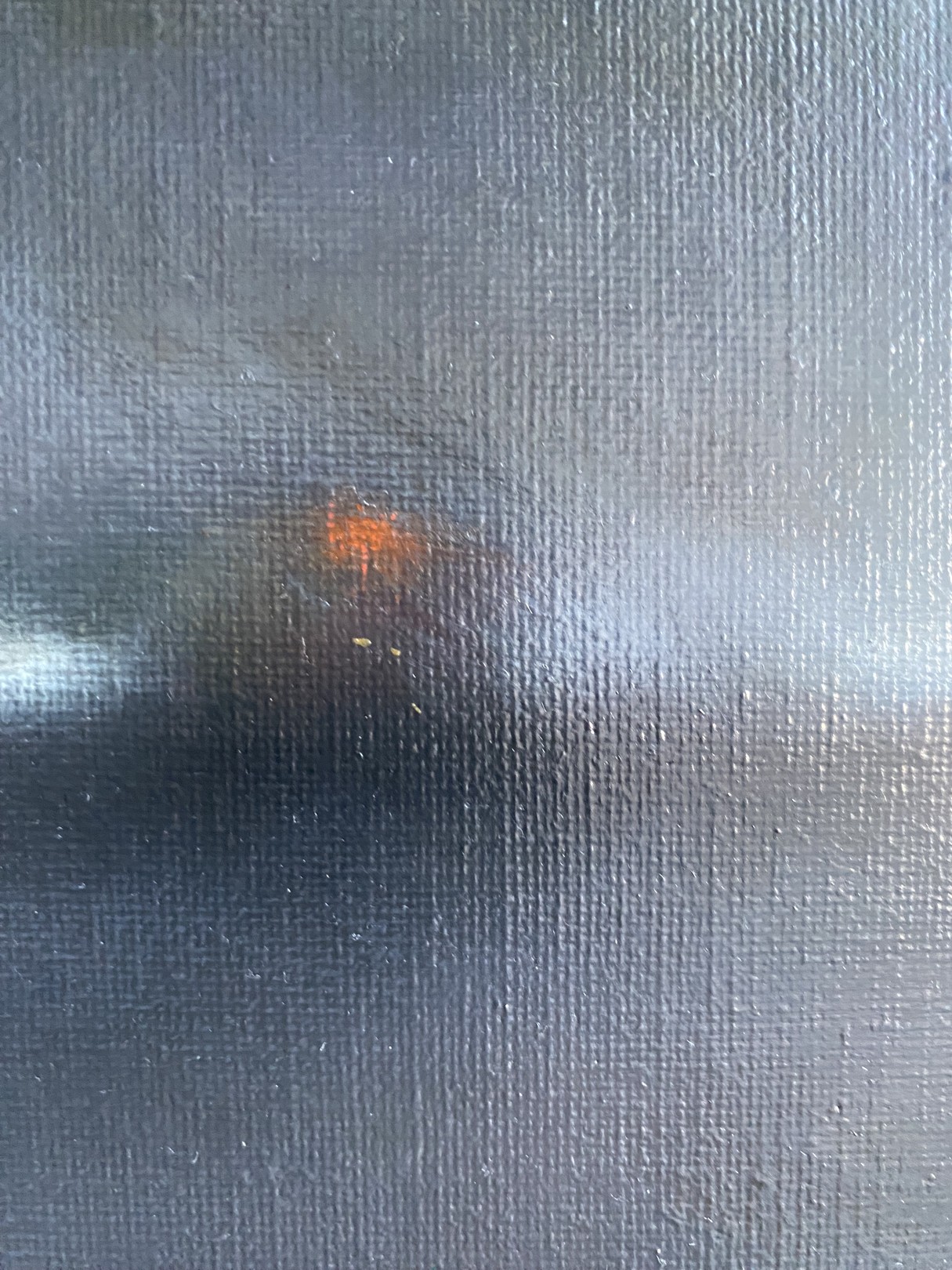 A painting of a dark sky over a body of water.
