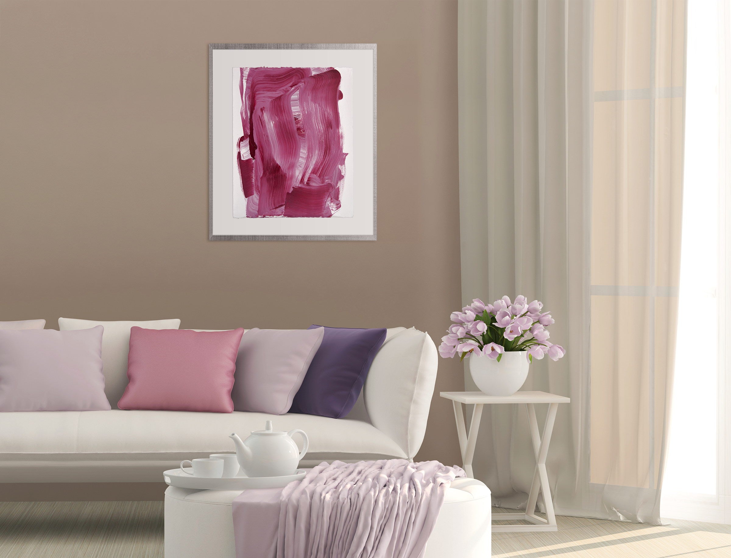 Artwork by Anne Russinof, Red Swash, Made of Oil on gessoed Arches paper 