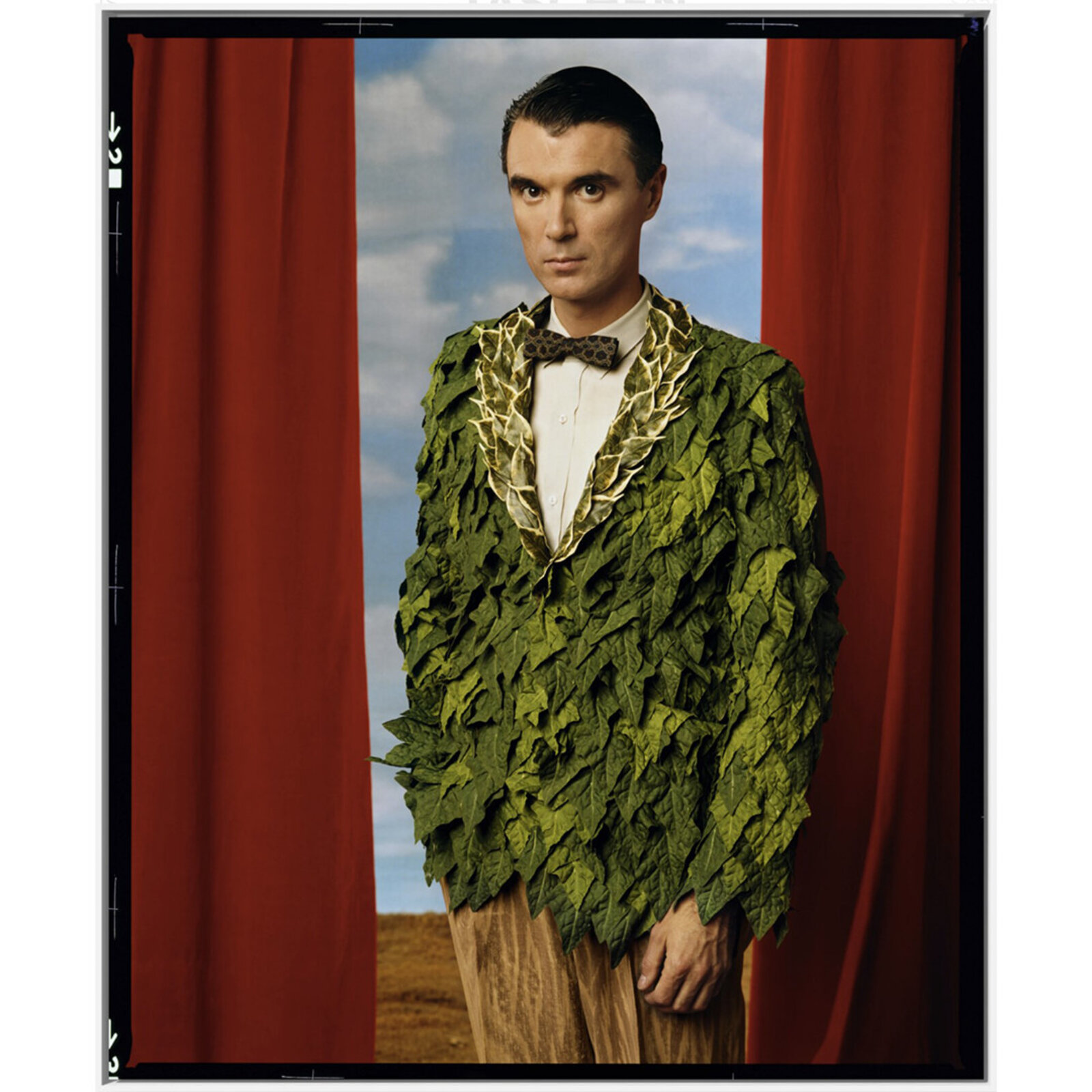A collage of four distinct portraits featuring bold, eclectic fashion and surrealistic settings.