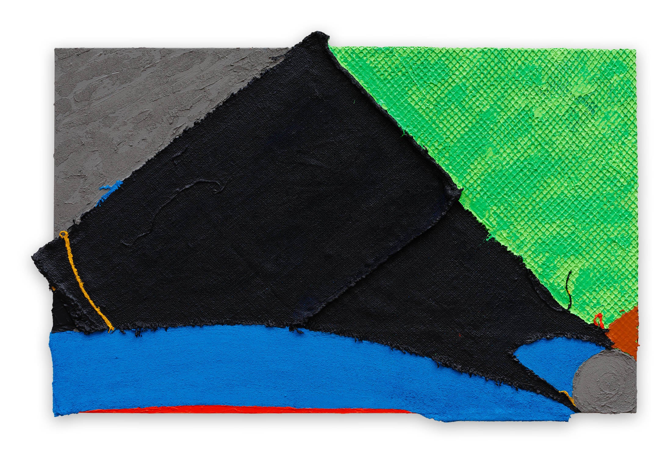 A piece of art that is on a white surface.