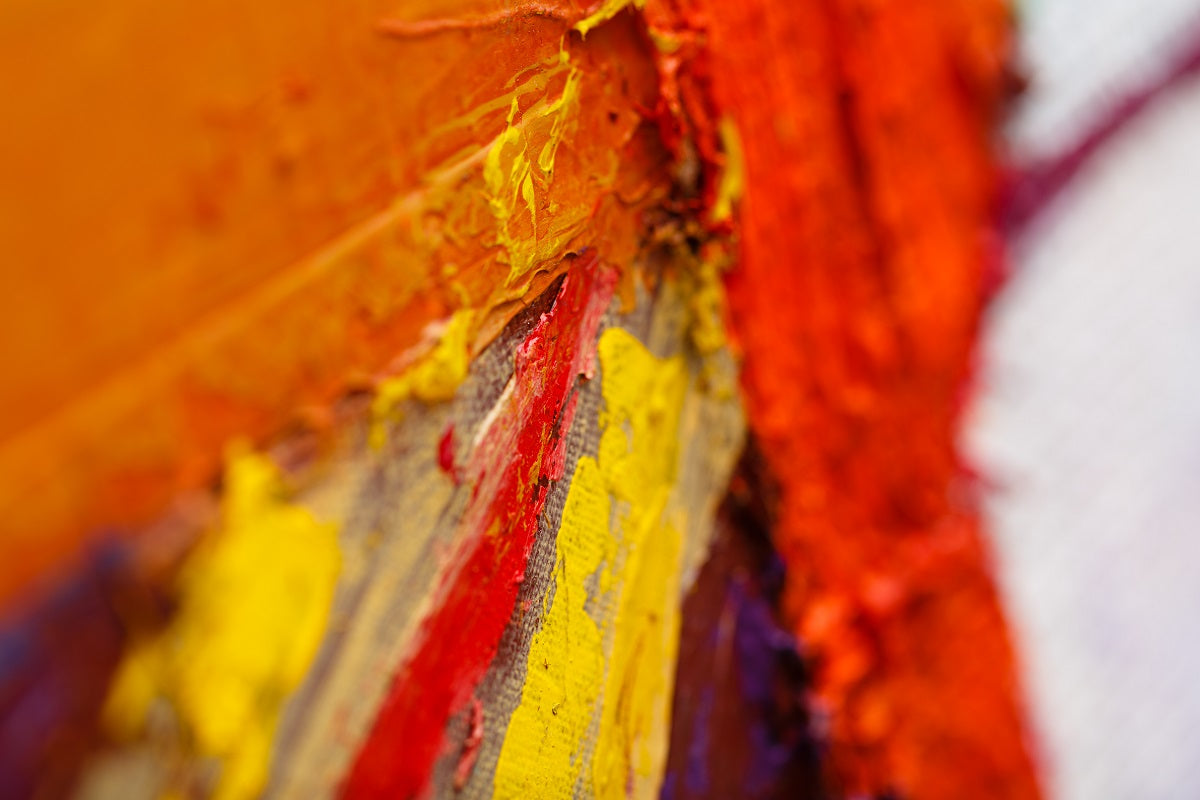 A painting of a colorful abstract painting on a white background.