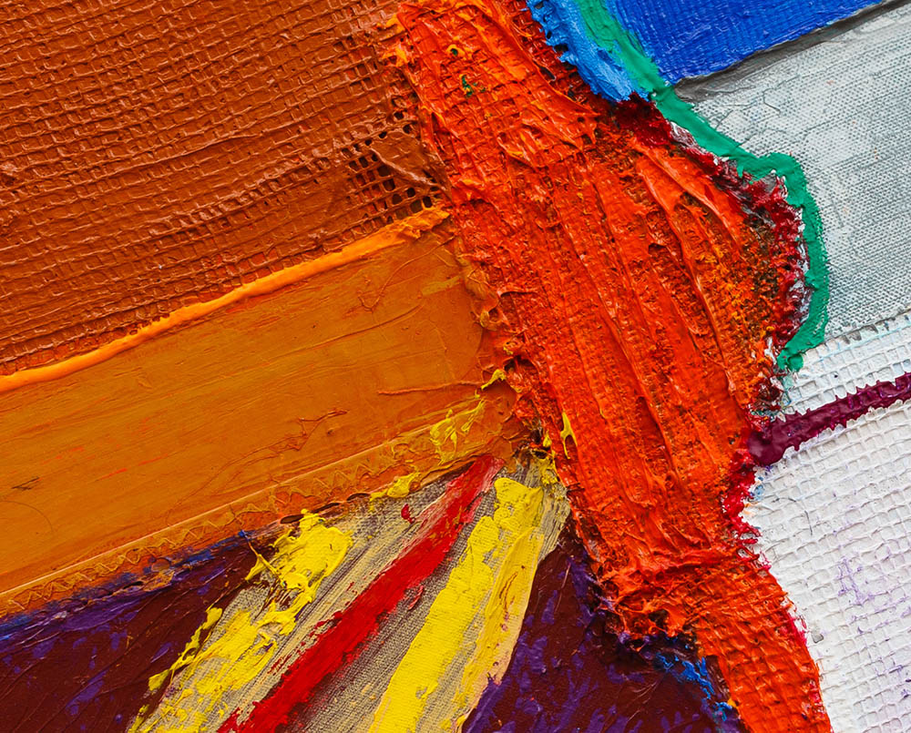 A painting of a colorful abstract painting on a white background.