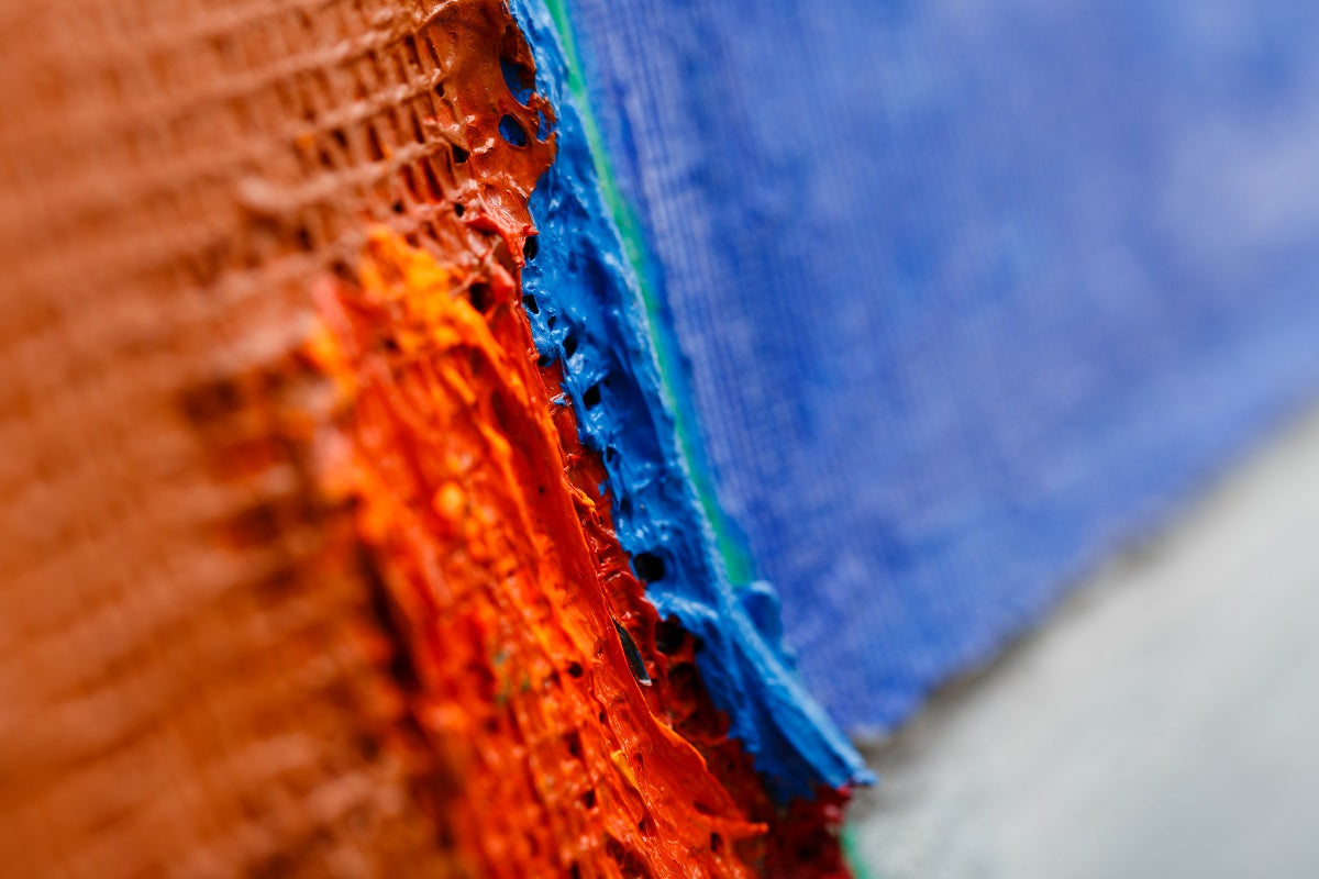 A painting of a colorful abstract painting on a white background.