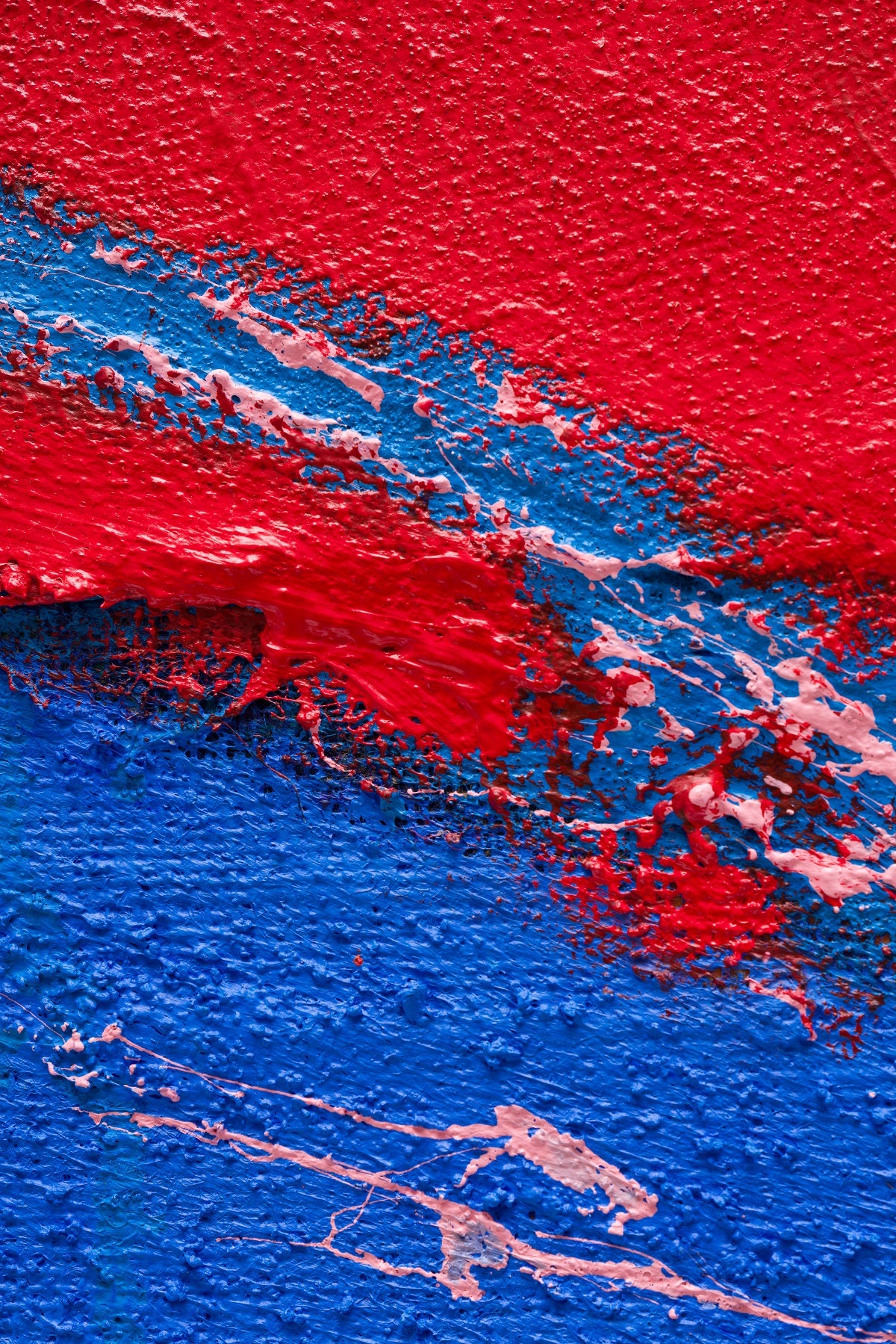 A painting of a red, yellow, blue, and orange abstract painting.