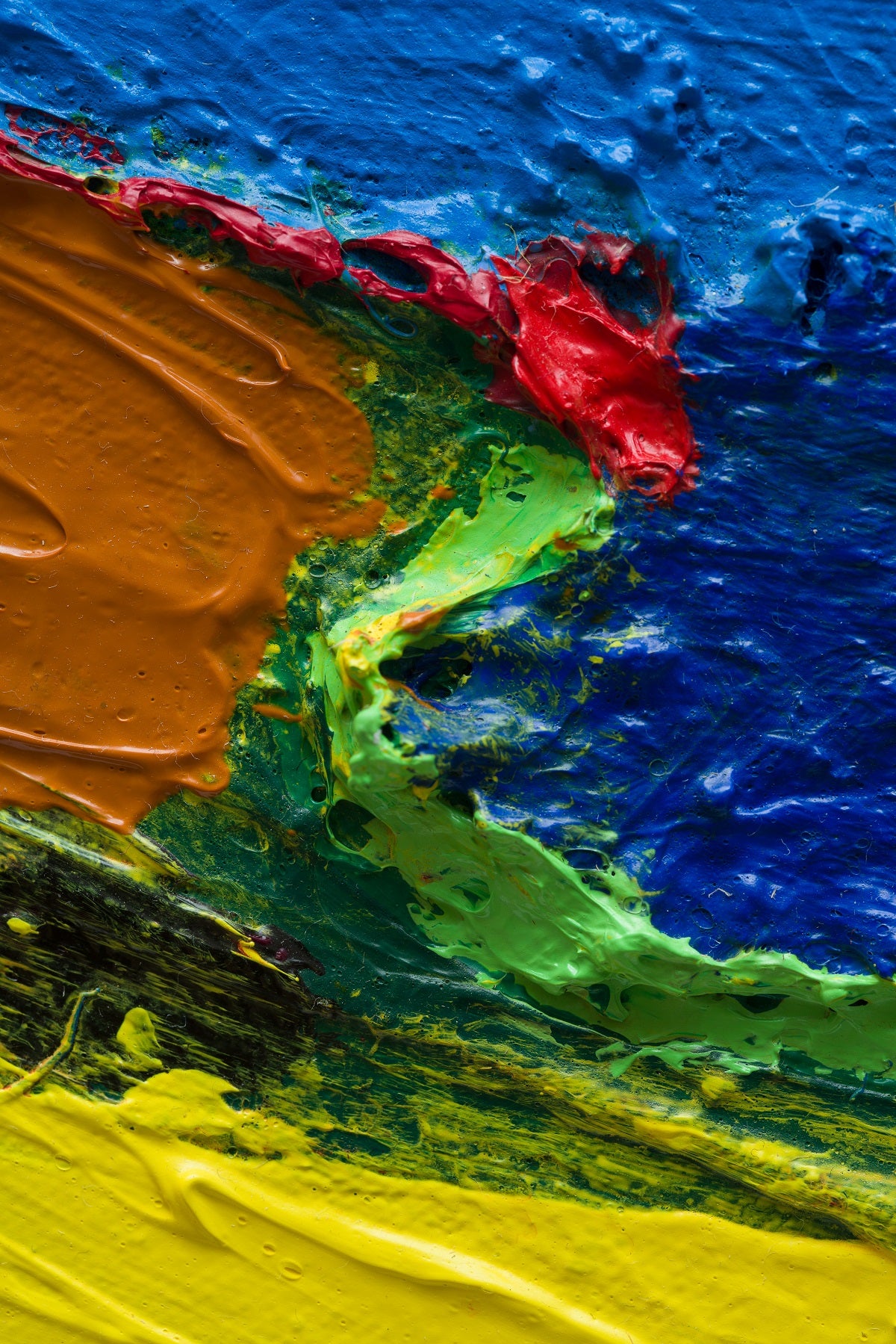 A painting of a colorful abstract painting on a white background.