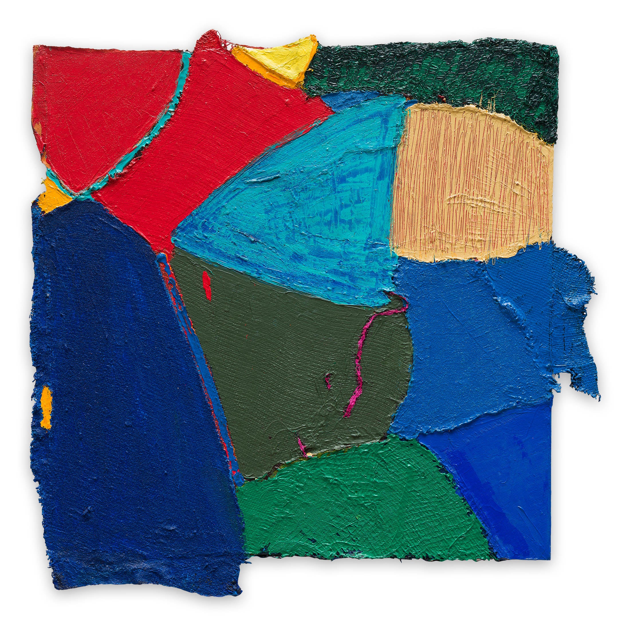 A piece of art that is on a white surface.