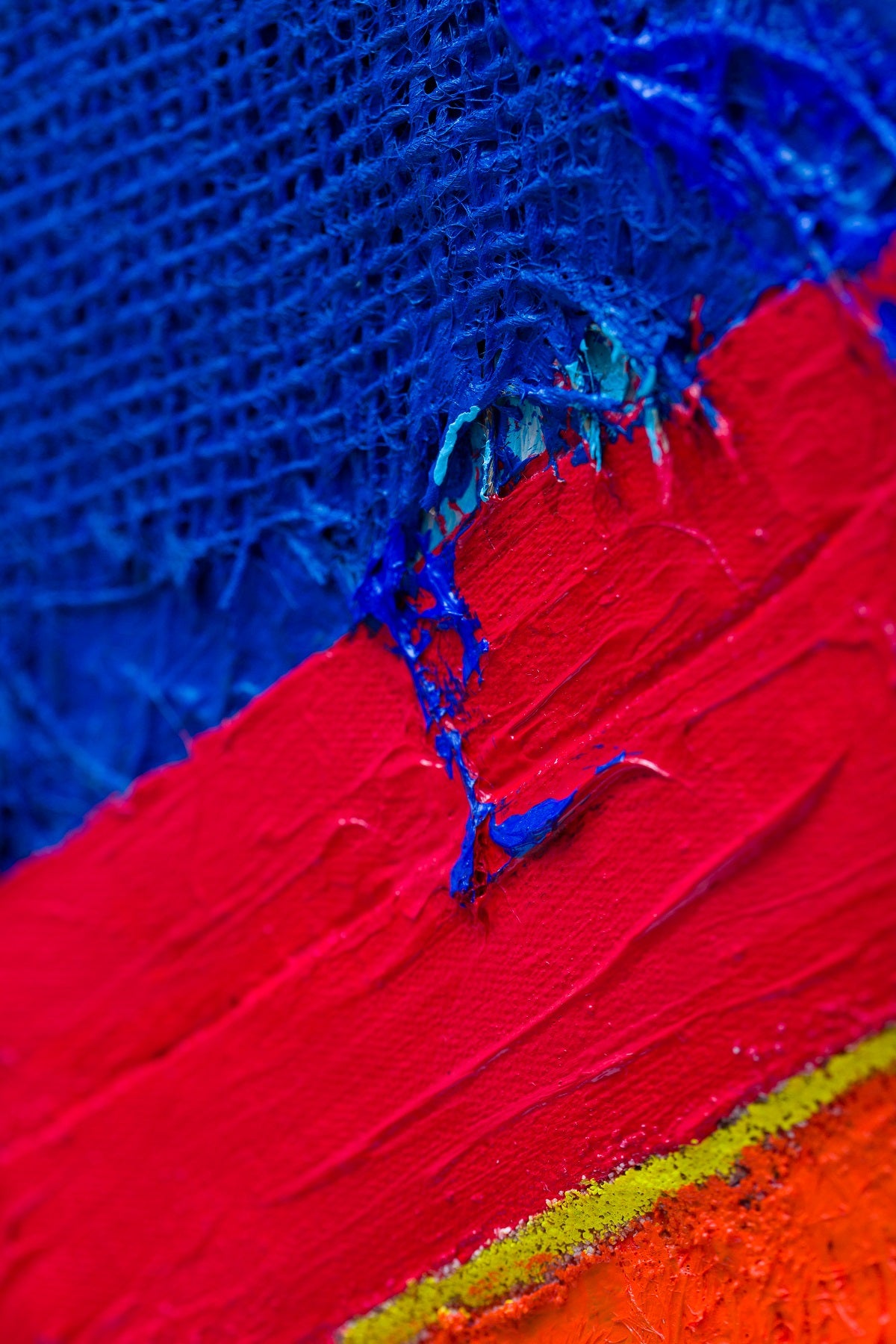 A piece of blue and red fabric on a white background.