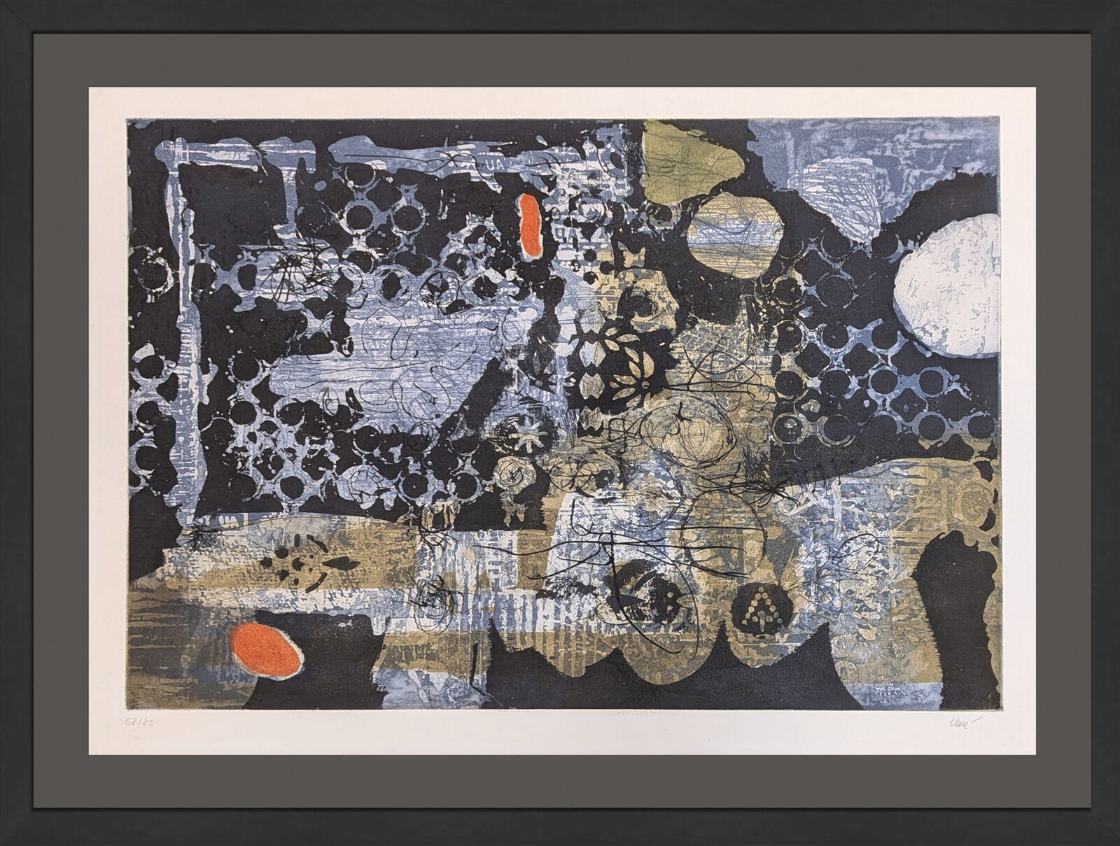 Bleu-Rouge (hand signed etching and aquatint) by Antoni Clavé, 1969