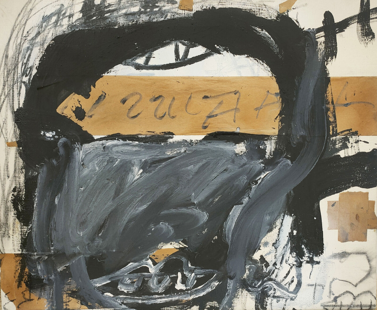 Cap amb paper encolat by Antoni Tàpies, 1987