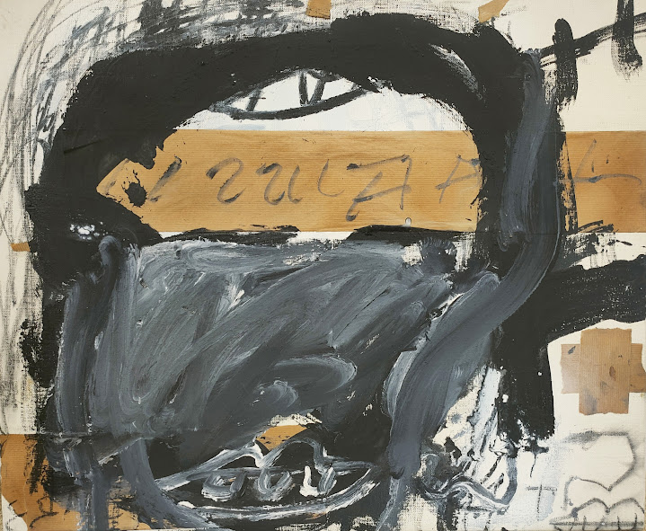 Cap amb paper encolat by Antoni Tàpies, 1987