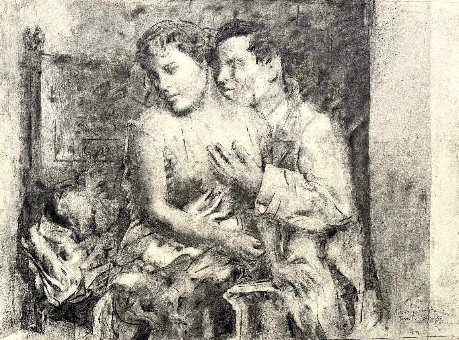 Artwork by Antonio López García, Los novios, Made of Charcoal on paper 