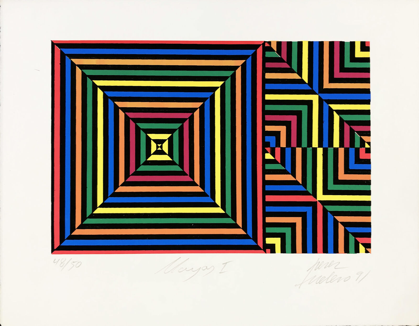 A picture of a colorful geometric pattern on a white background.