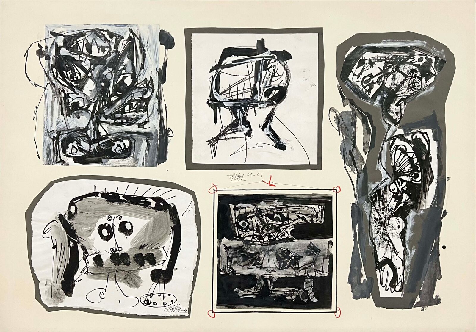 5 damas by Antonio Saura, 1959