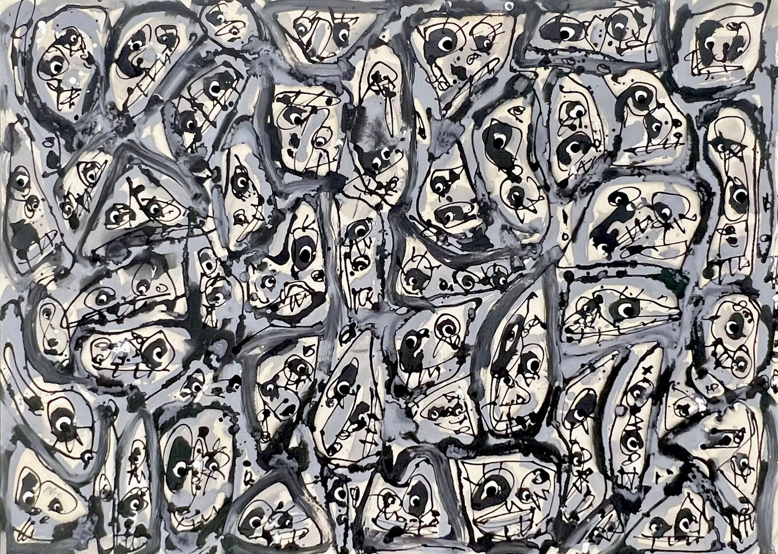 Artwork by Antonio Saura, Multitud I, Made of Mixed media on card 