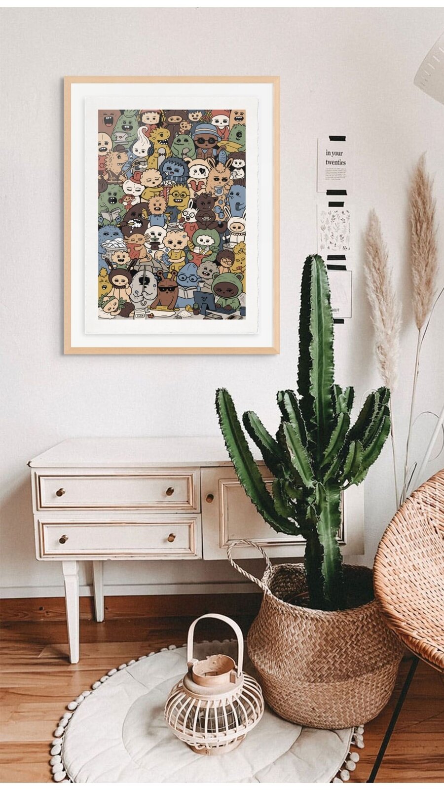 A chaotic, colorful collage of diverse cartoon characters in a dense, layered composition.