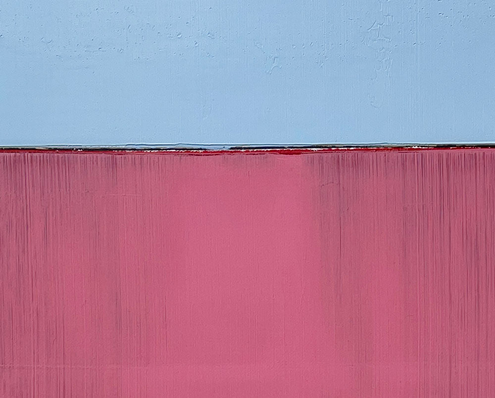 A painting of a red and blue stripe on a white background.