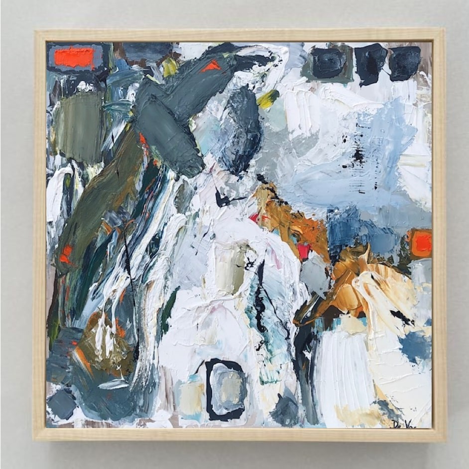 A painting of a horse in a wooden frame.