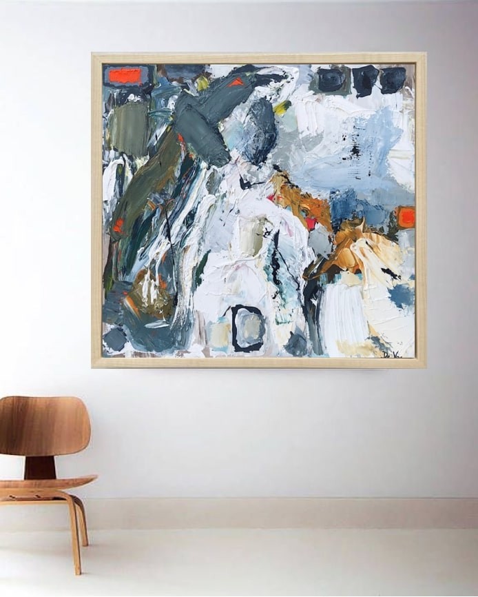 A painting of a horse in a wooden frame.