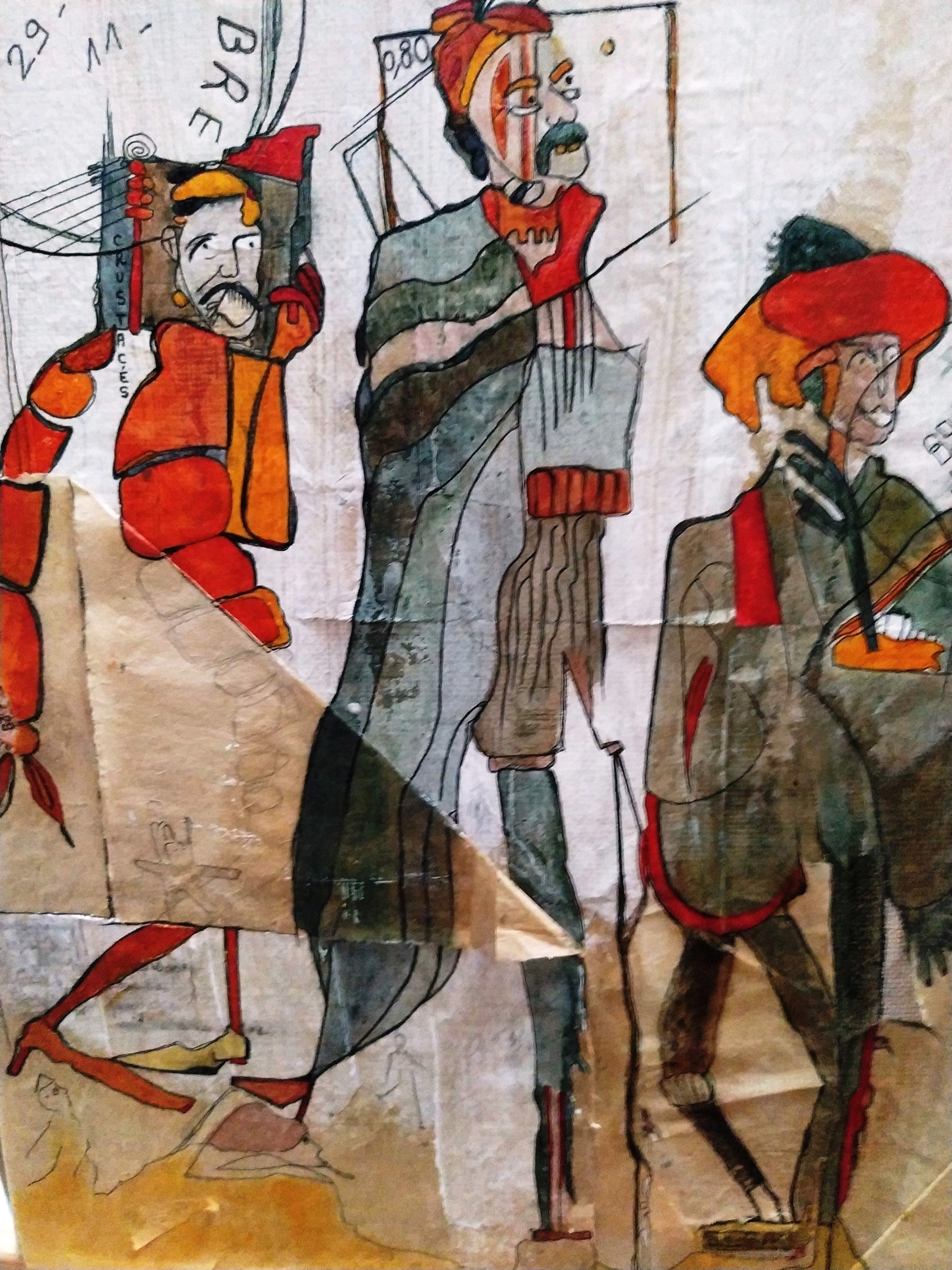 A painting of a group of people dressed in costumes.