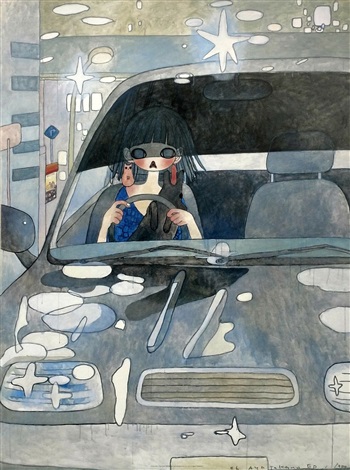 Artwork by Aya Takano, Drive with a night dog, Made of Offset Lithograph 
