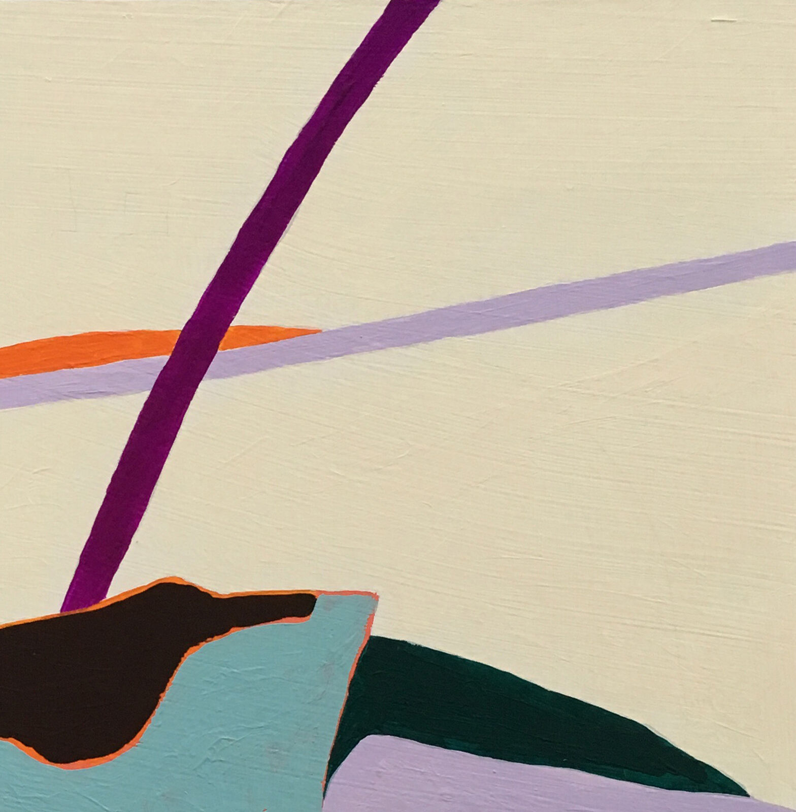 An abstract composition of layered geometric shapes and bold colors.