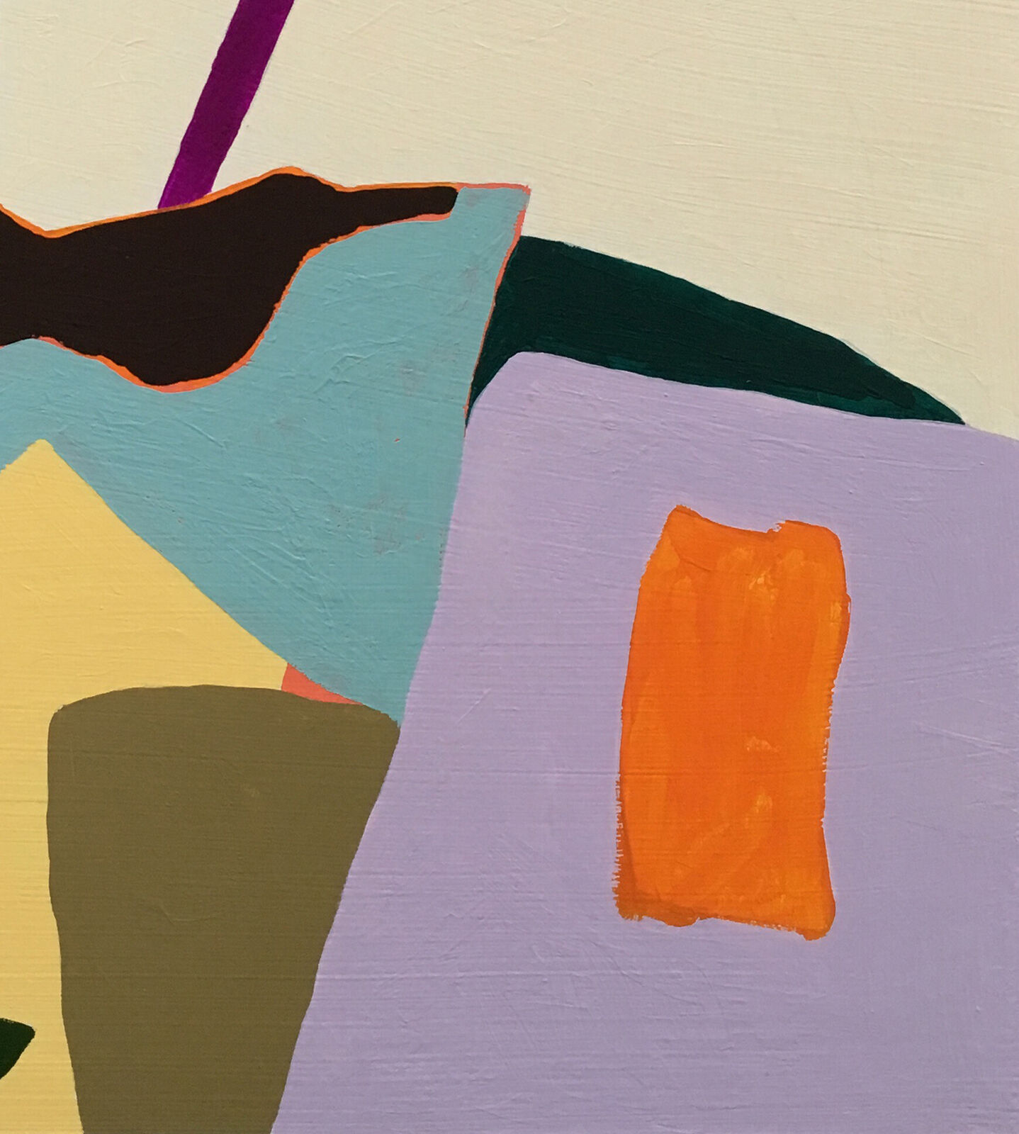 An abstract composition of layered geometric shapes and bold colors.