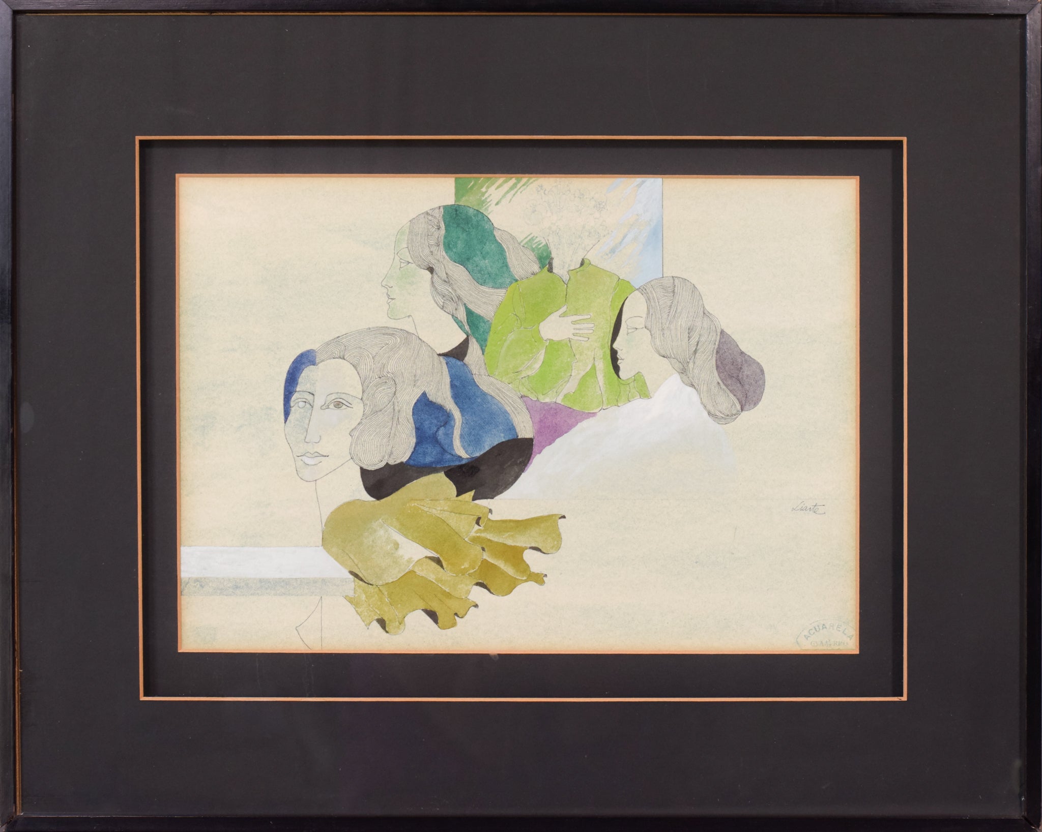 Artwork by Bartolomé Liarte Aparicio, Surreal Faces, Made of Watercolour on paper 