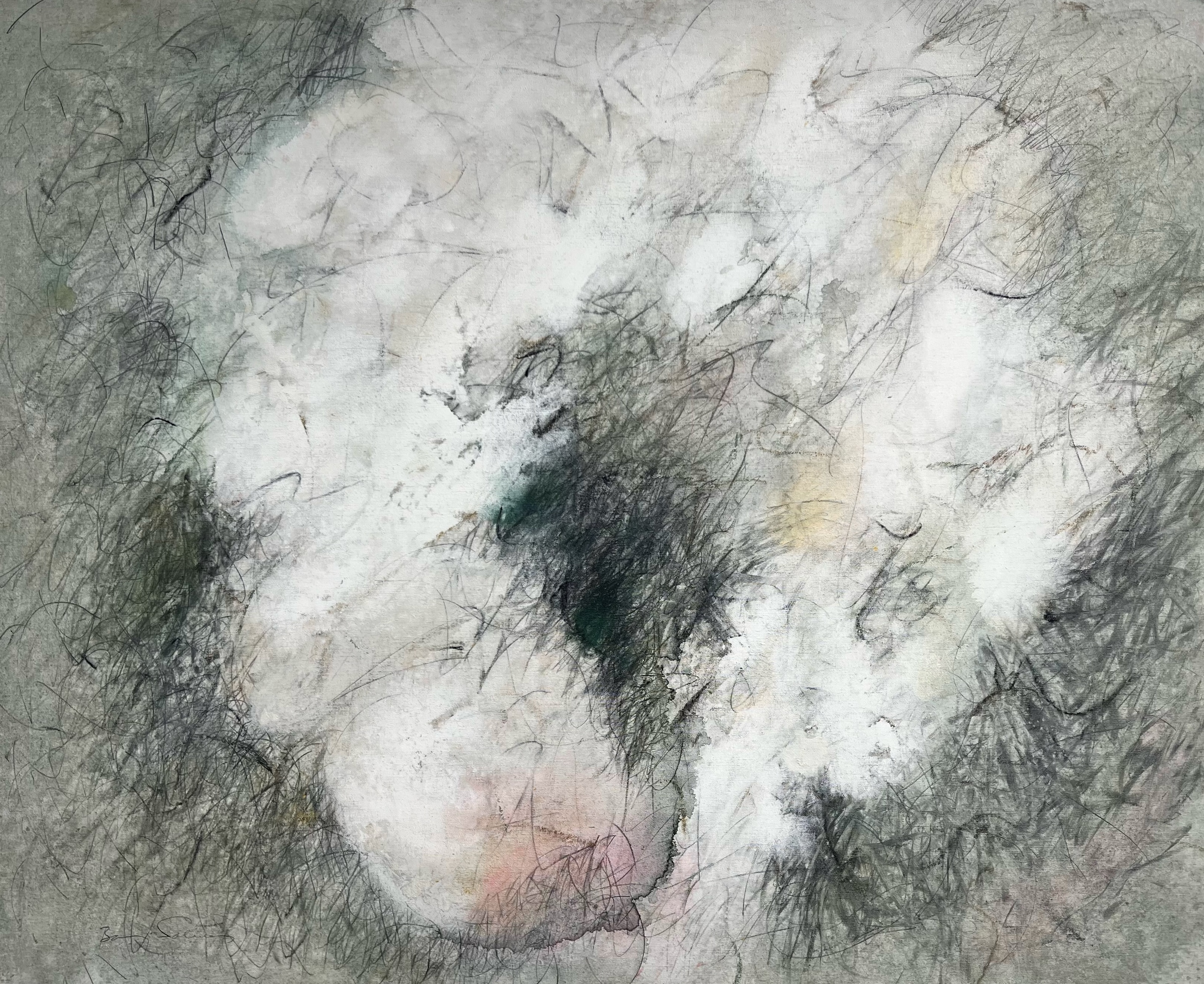 A drawing of a white and black abstract painting.