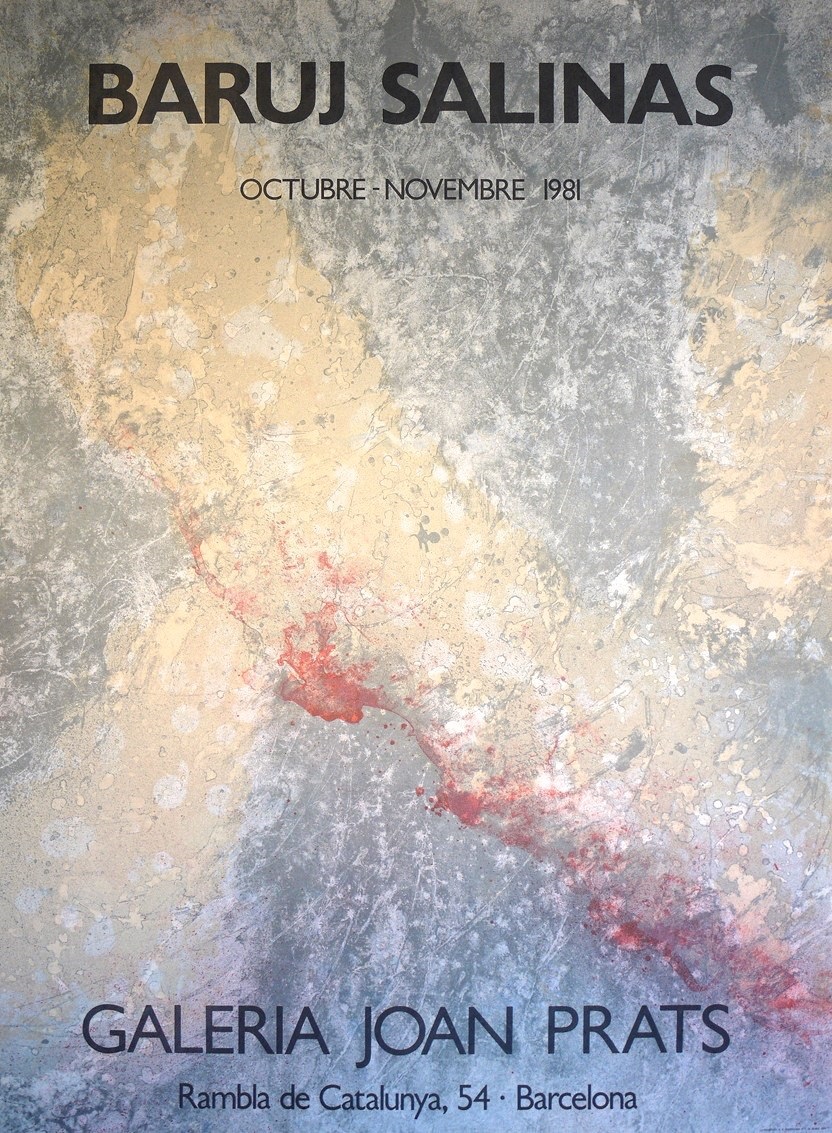 A painting with yellow and black paint splatters on it.