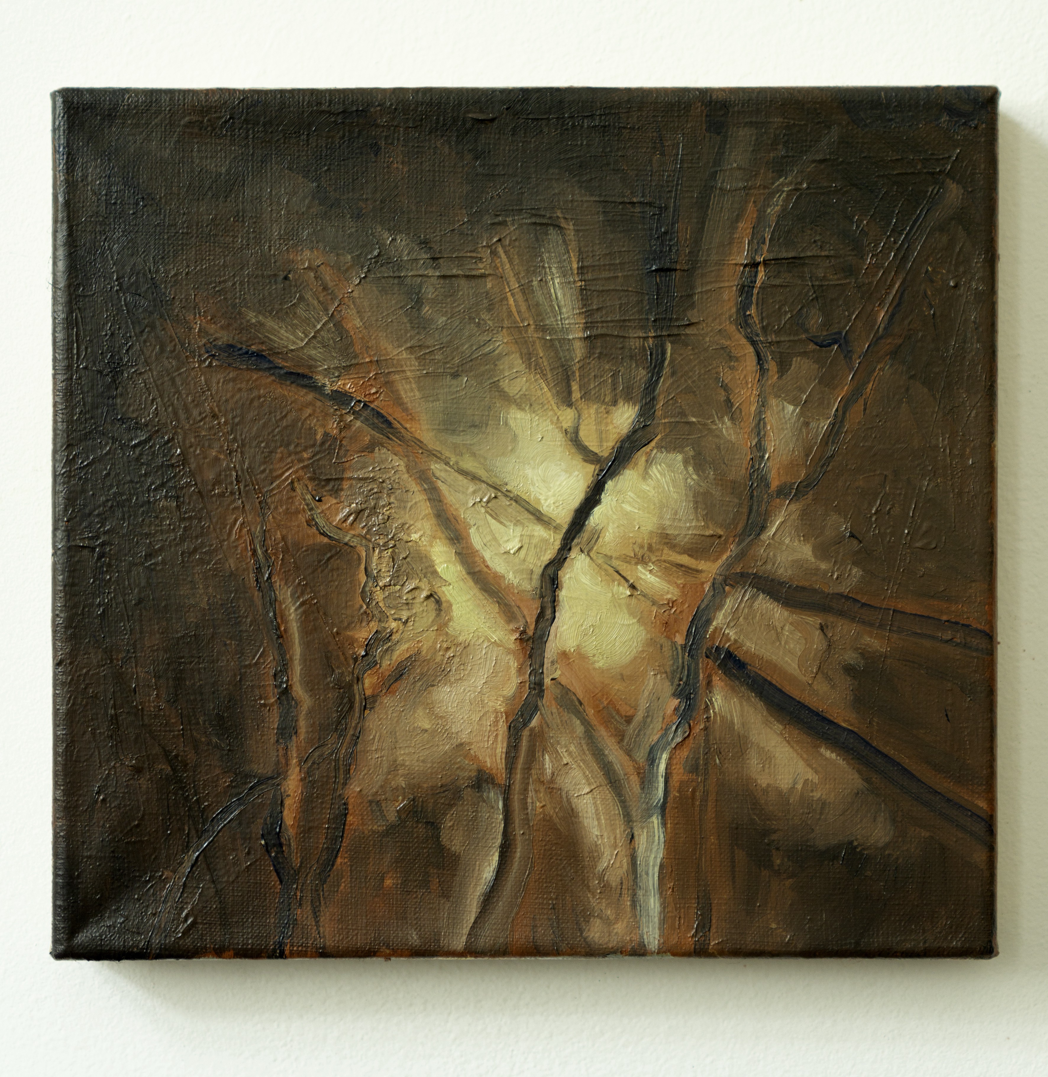 A painting on a wall with a white background. 