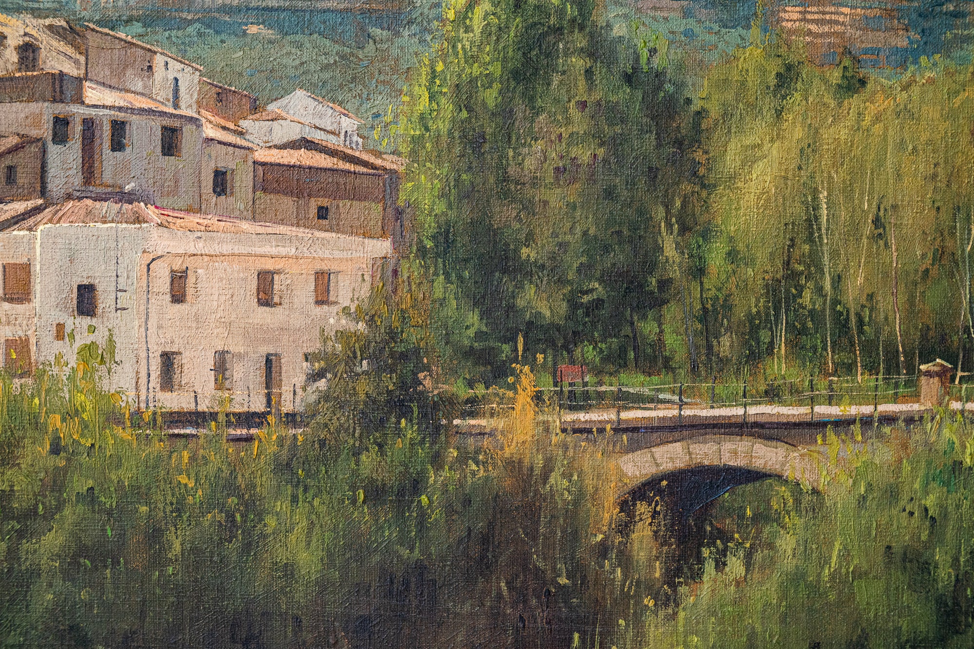 Artwork by Benito Sánchez Hidalgo, Catalan Mountain Landscape with Bridge, Made of Oil on canvas 