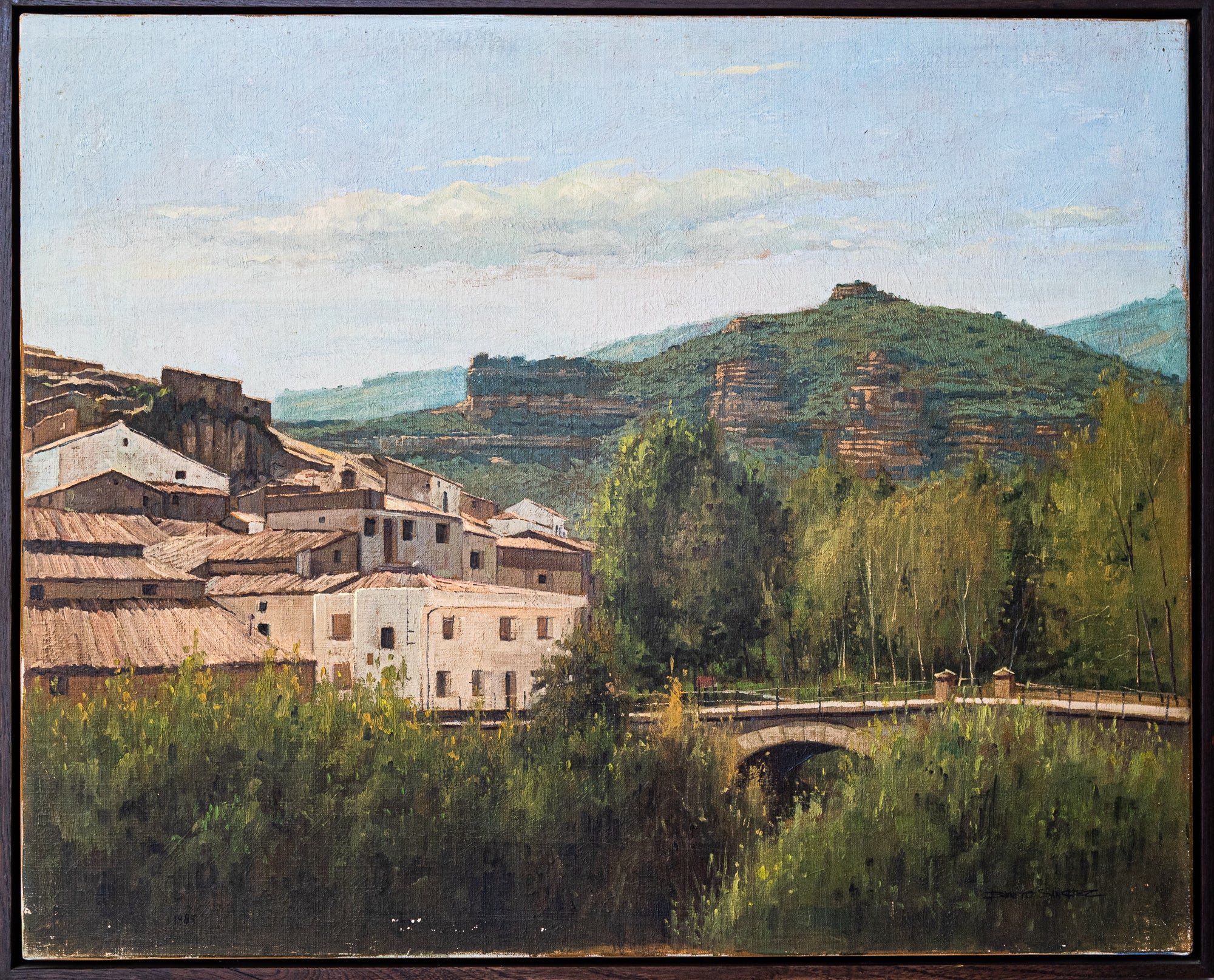 Artwork by Benito Sánchez Hidalgo, Catalan Mountain Landscape with Bridge, Made of Oil on canvas 