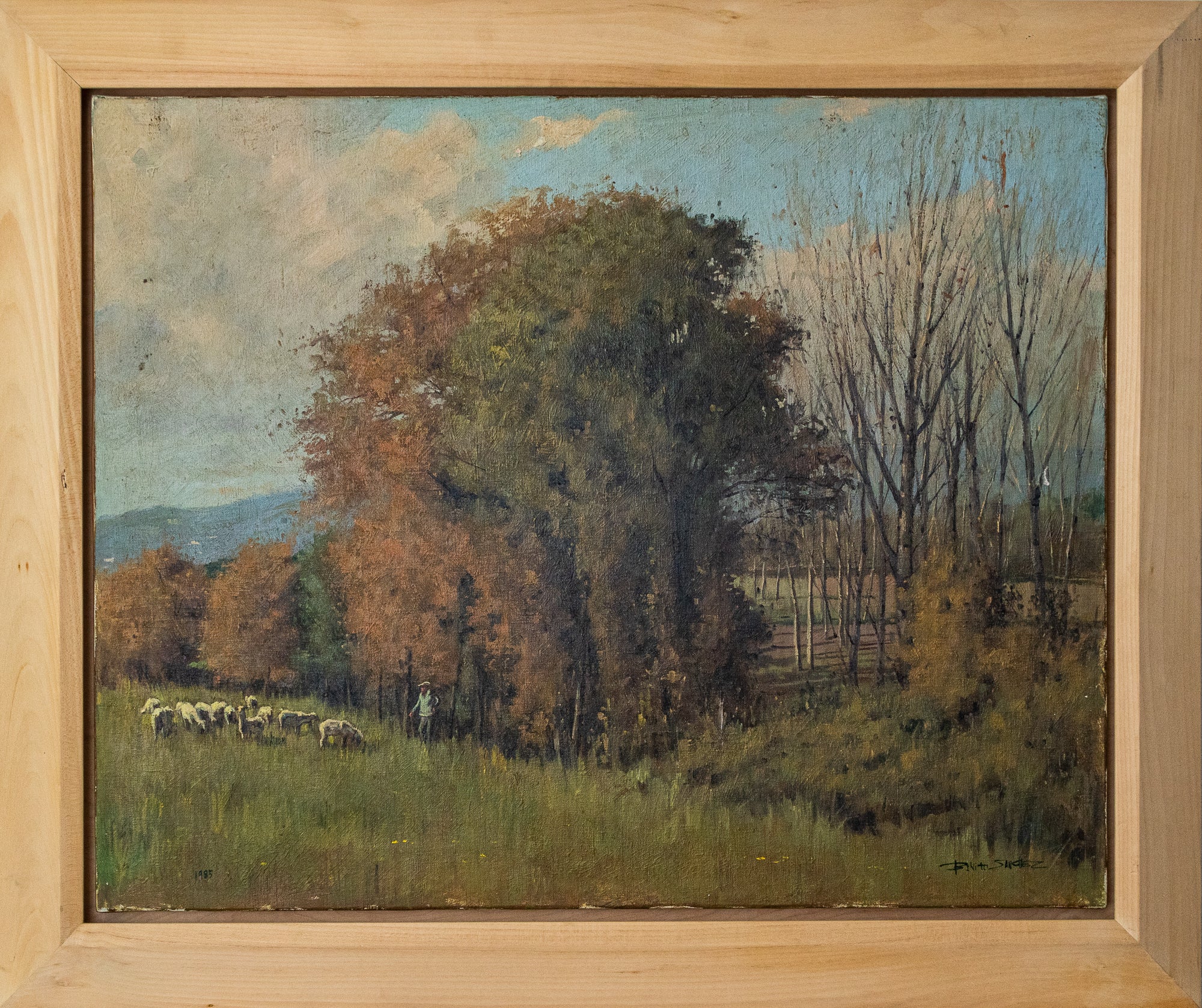 Artwork by Benito Sánchez Hidalgo, The Shepherd and his Flock, Made of Oil on canvas 