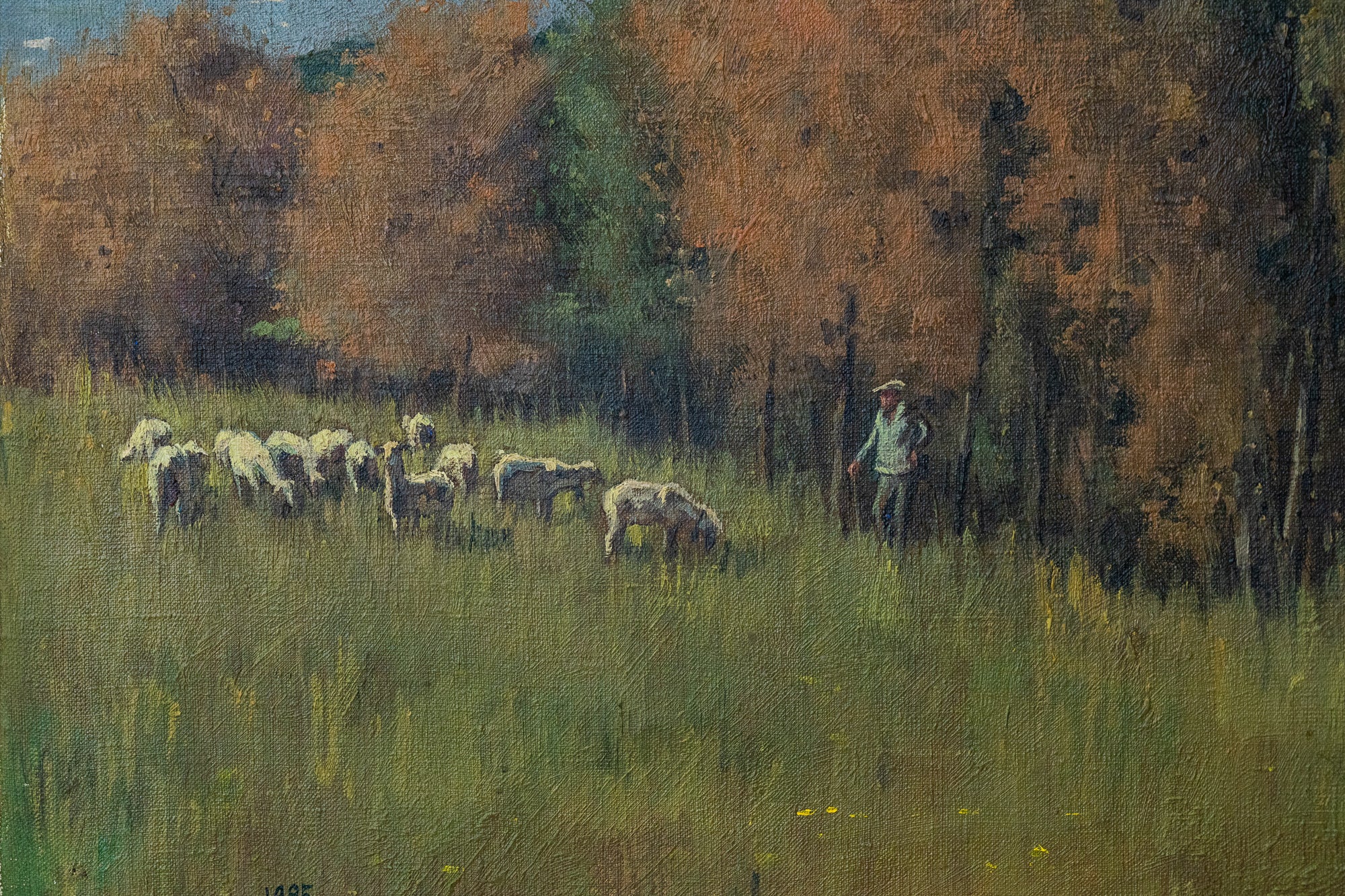 Artwork by Benito Sánchez Hidalgo, The Shepherd and his Flock, Made of Oil on canvas 