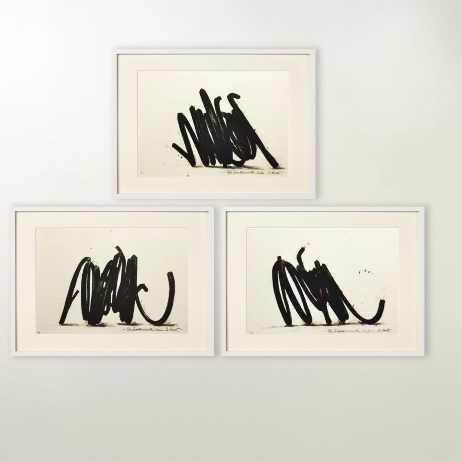 Artwork by Bernar Venet, Two Indeterminate Lines (Portfolio of 3), Made of Etching 