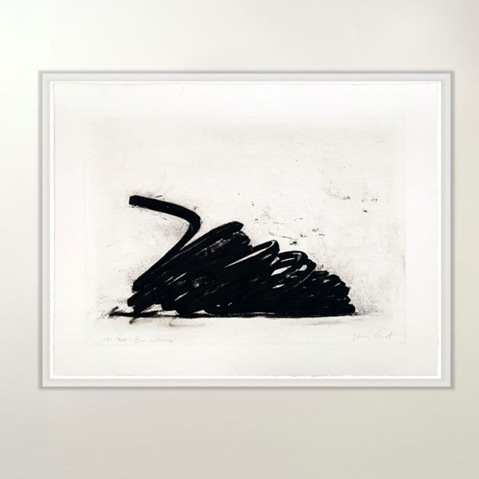 A diptych of charcoal drawings featuring abstract black forms against stark white backgrounds.