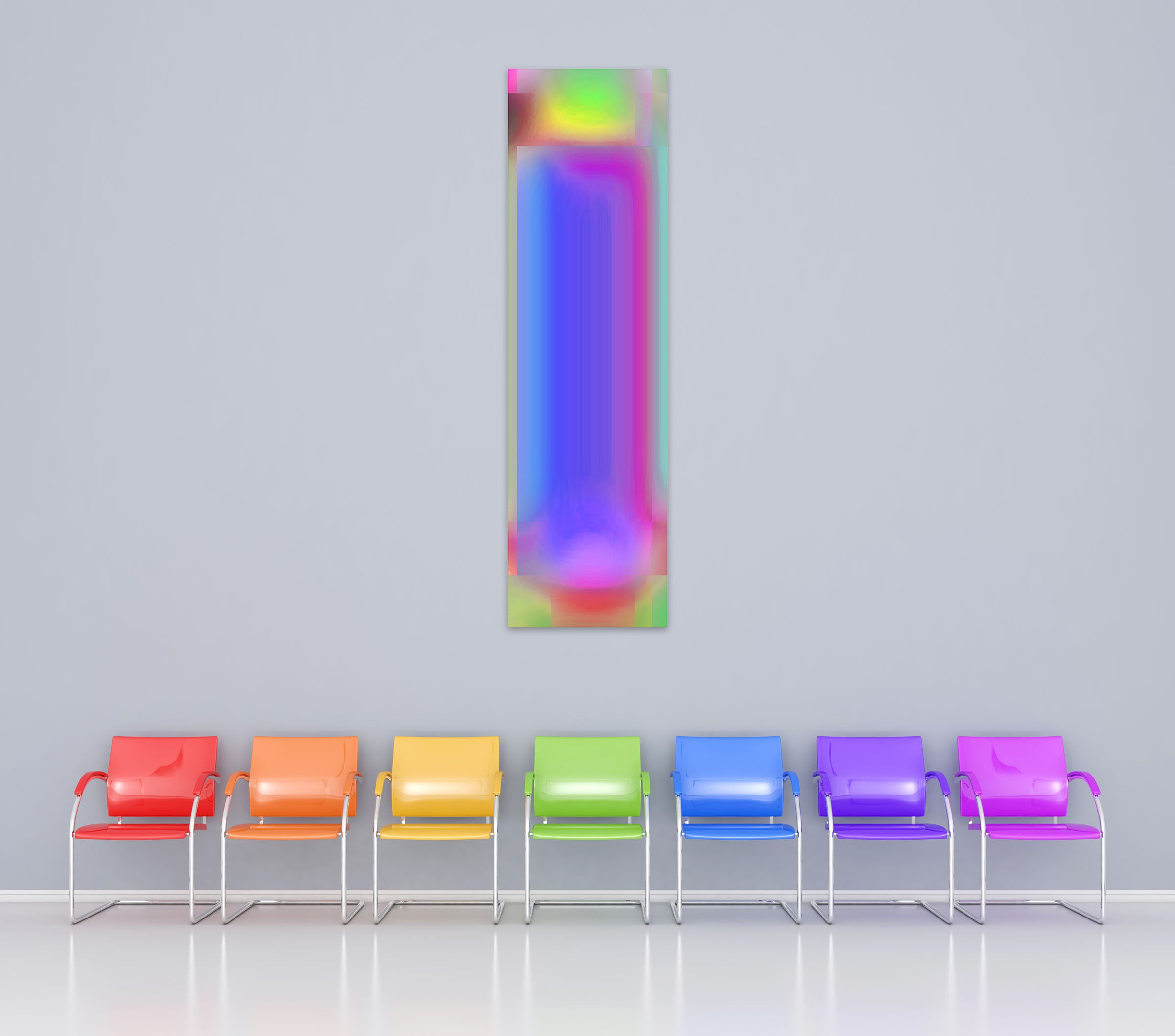 A picture of a colorful abstract painting on a white background.