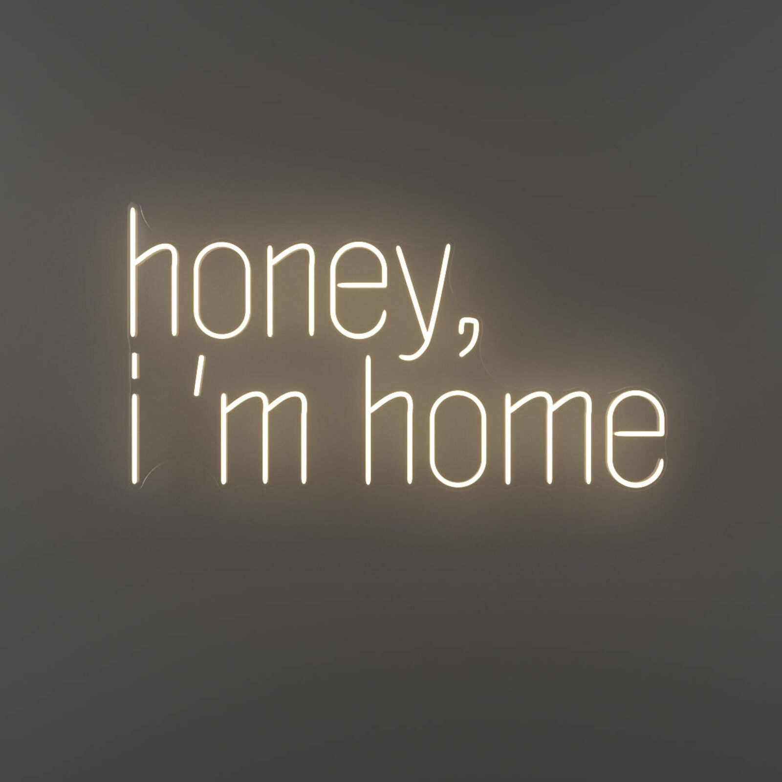 A neon sign that says honey, i'm home.
