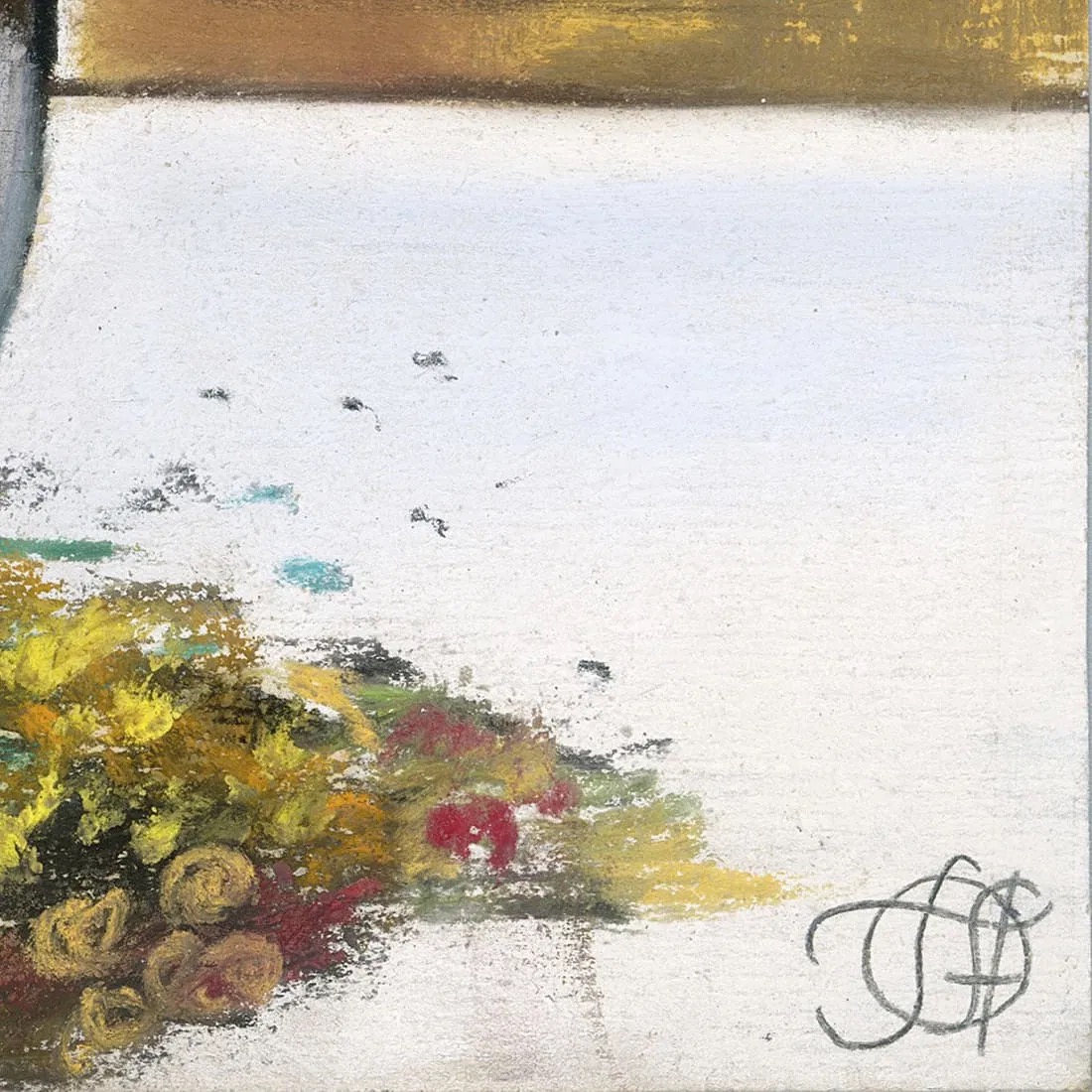 A surreal portrait of a woman trapped inside a large glass jar, with smoke and flowers swirling around her.
