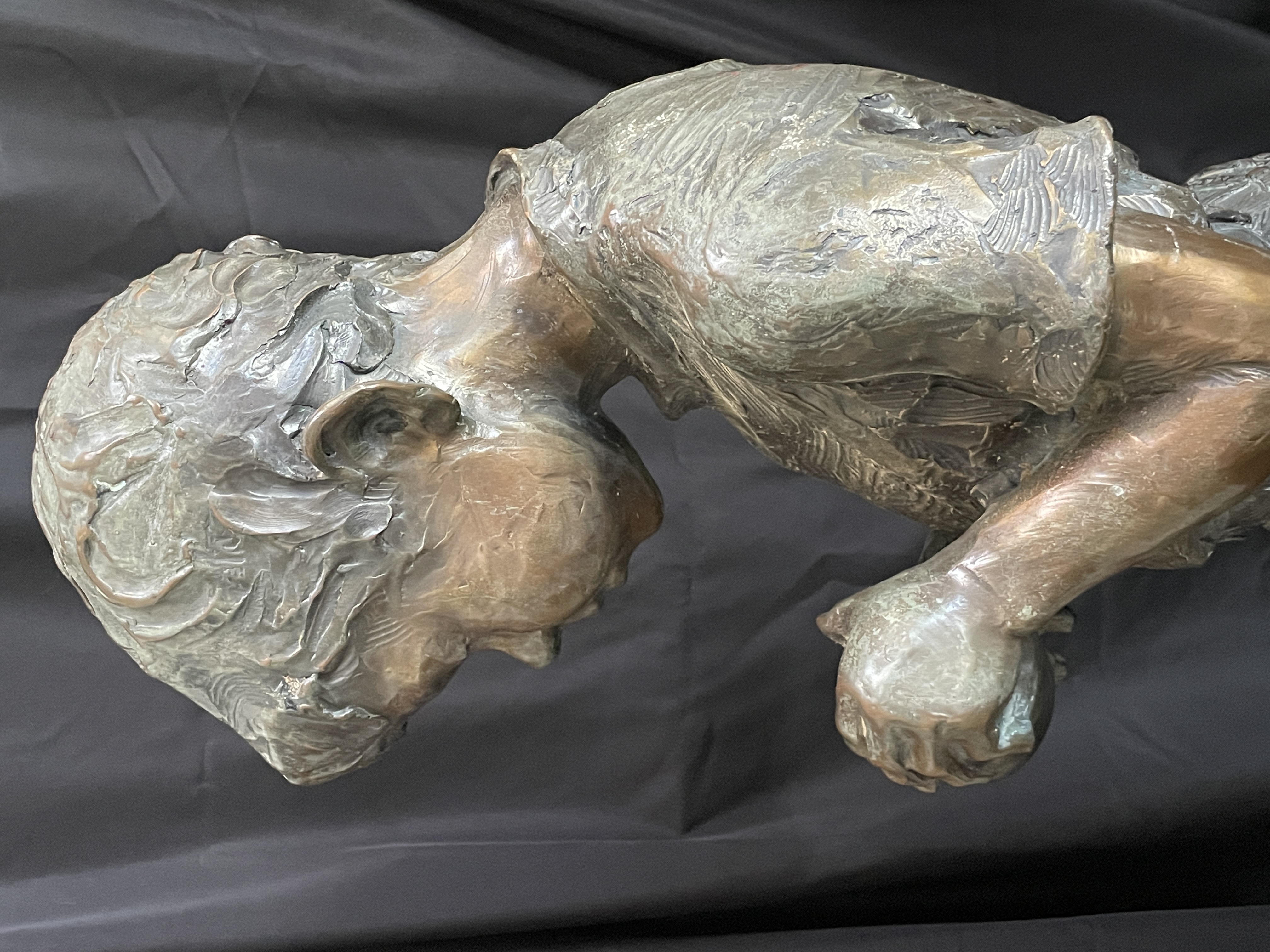 42.5” DeDecker Bronze Sculpture: Titled “Boy with Jar”
