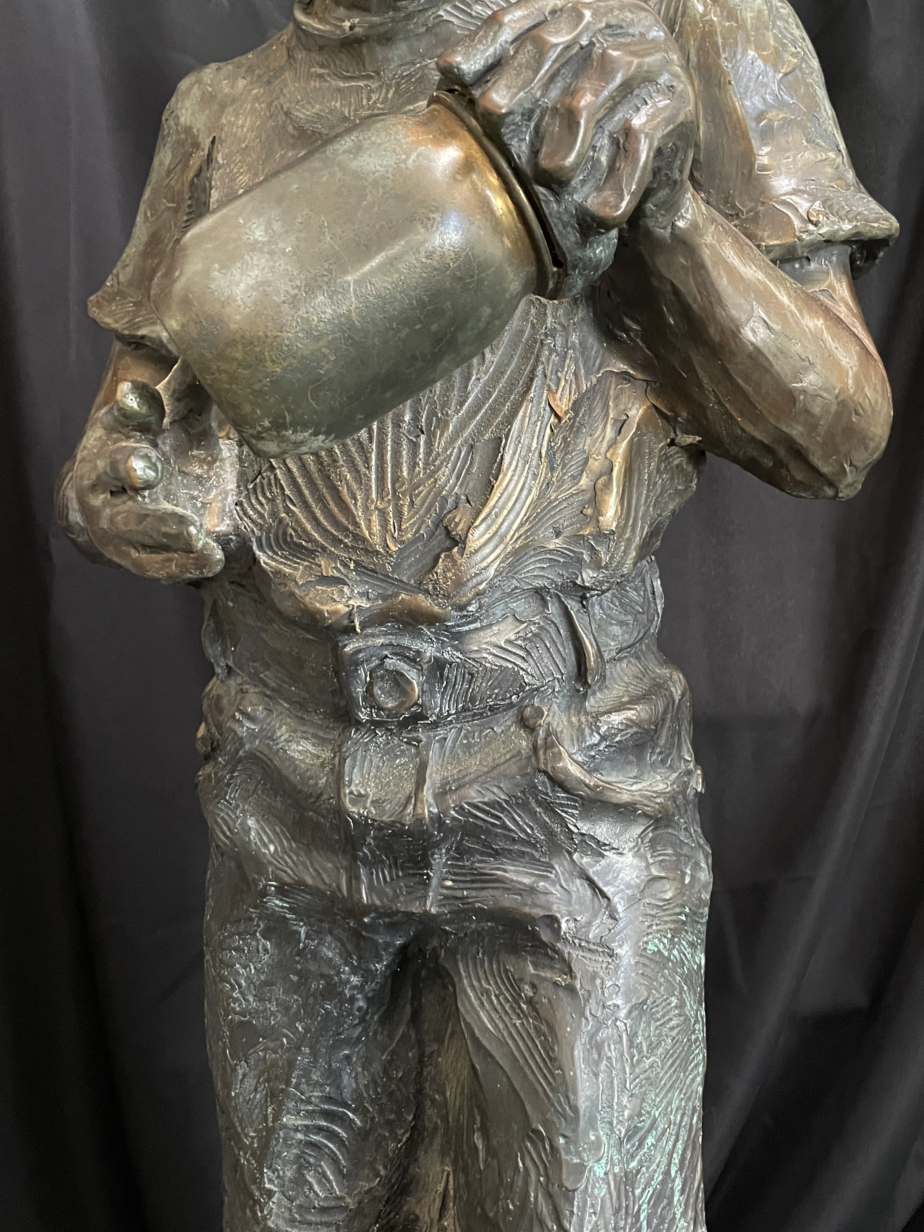 42.5” DeDecker Bronze Sculpture: Titled “Boy with Jar”