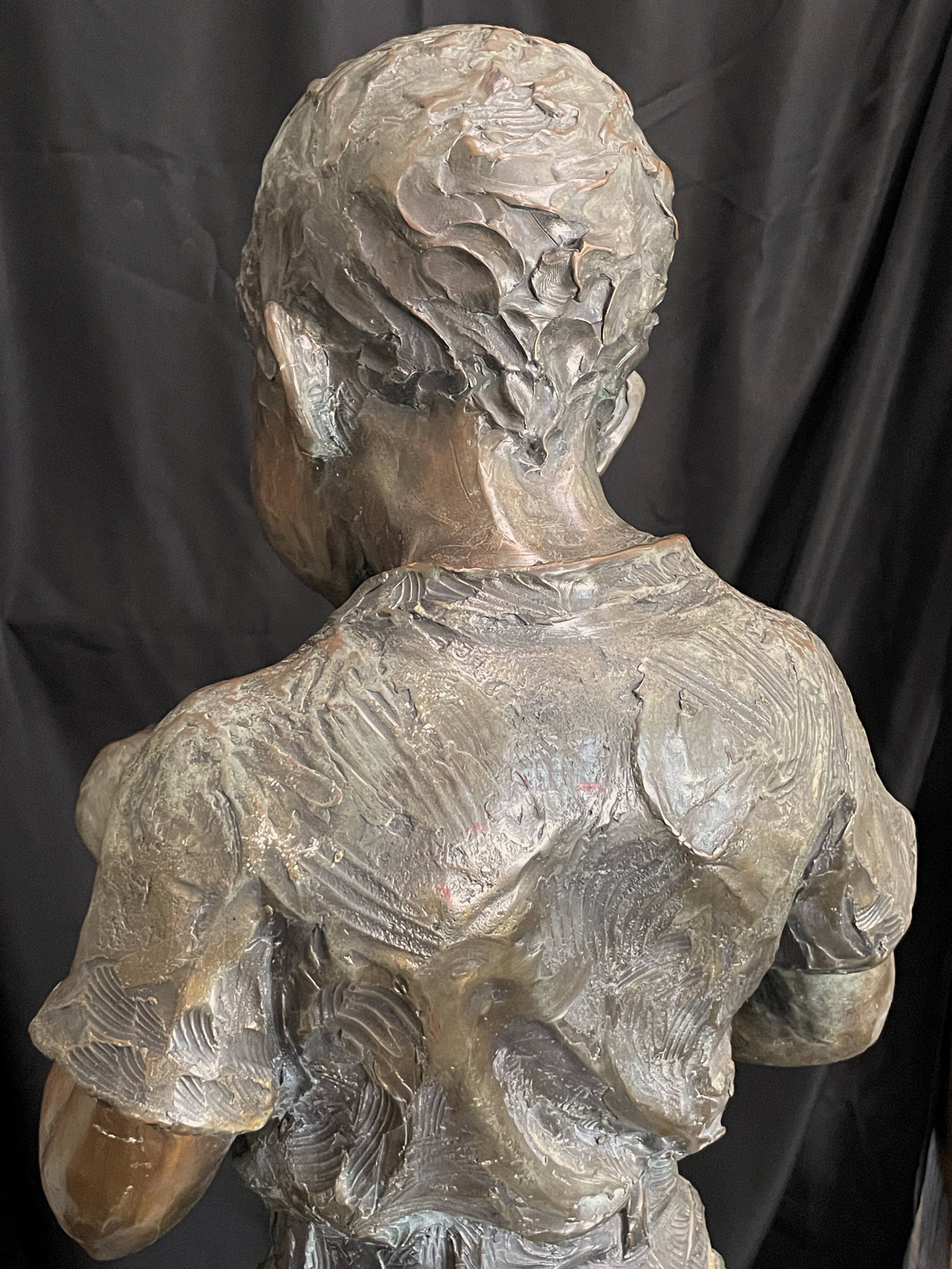 42.5” DeDecker Bronze Sculpture: Titled “Boy with Jar”