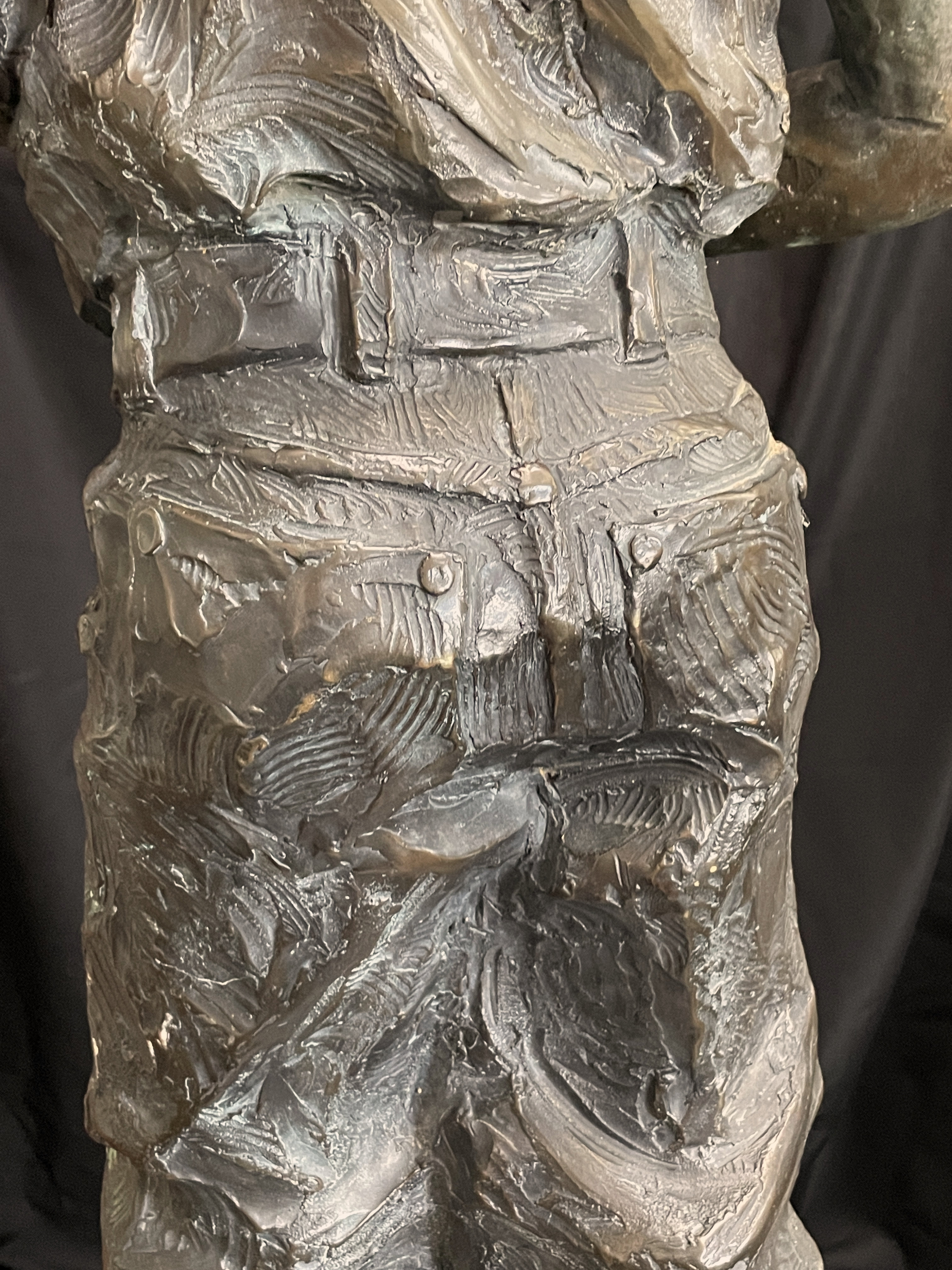 42.5” DeDecker Bronze Sculpture: Titled “Boy with Jar”