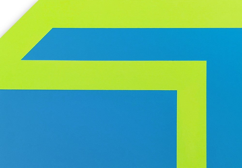 A blue and green square on a white background.