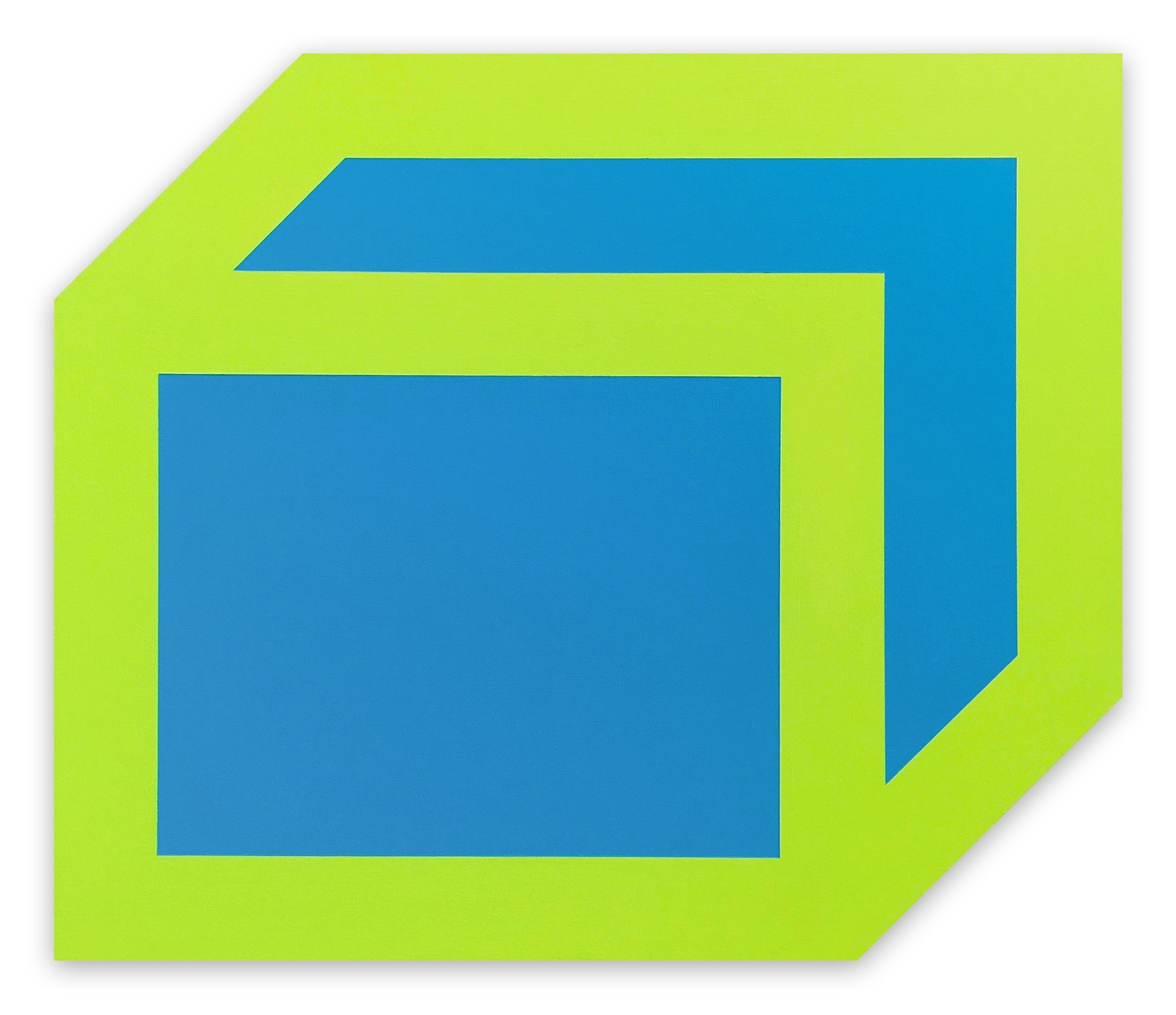 A blue and green square on a white background.