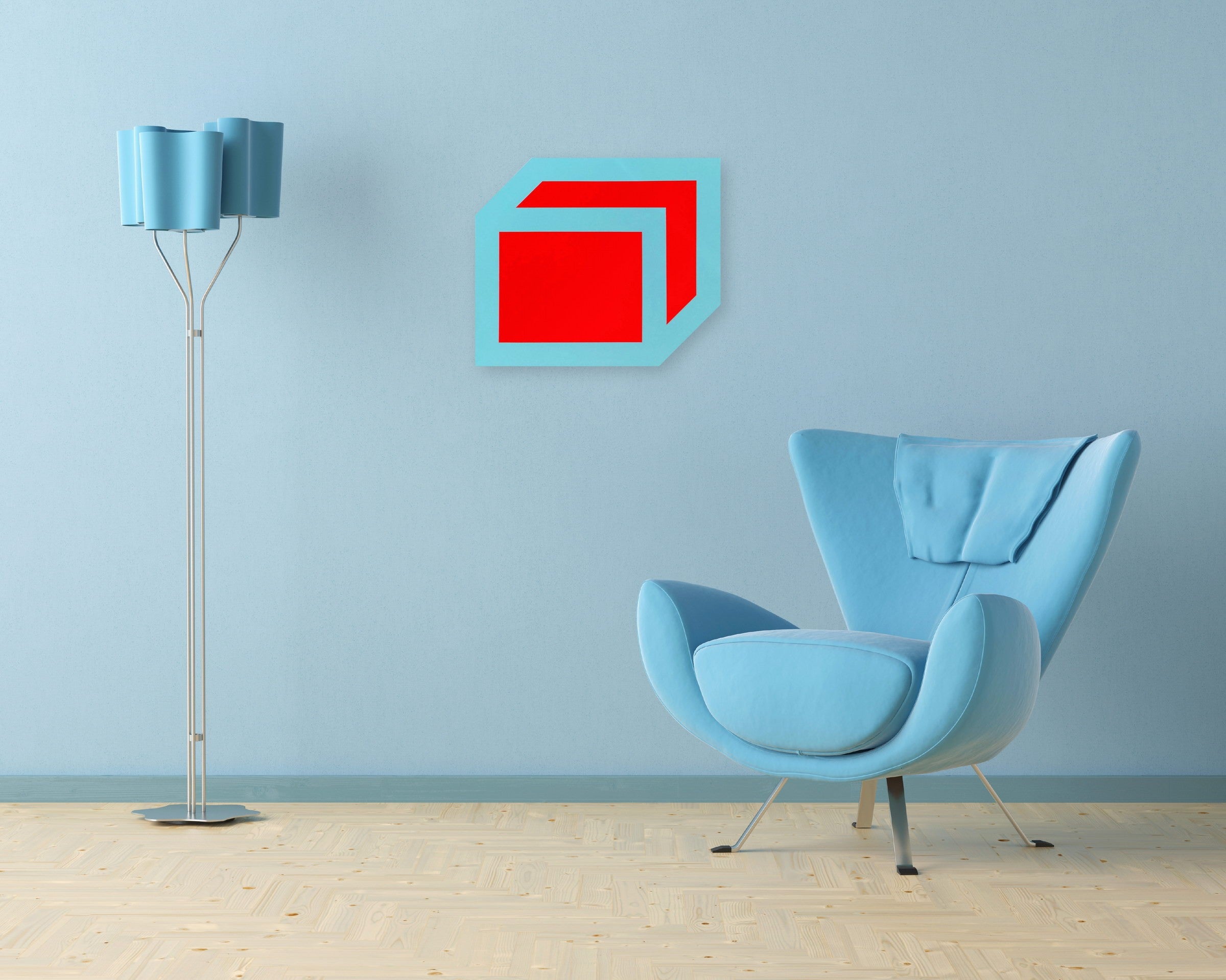 Artwork by Brent Hallard, Gong (Red, Blue), Made of Acrylic on honeycomb aluminum 