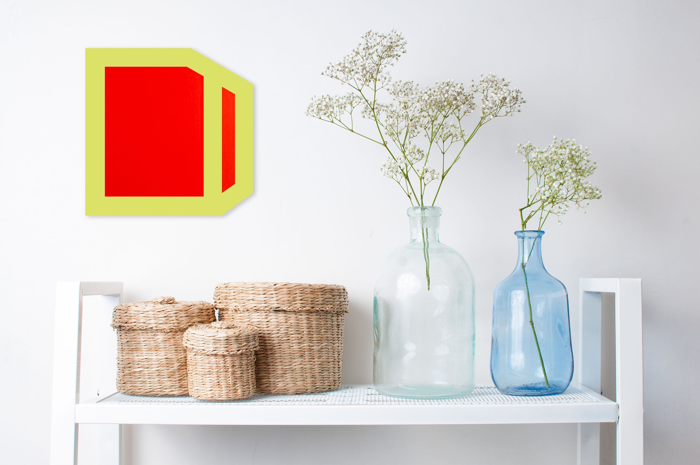 Artwork by Brent Hallard, Plum (Yellow and Red), Made of Acrylic on aluminum 