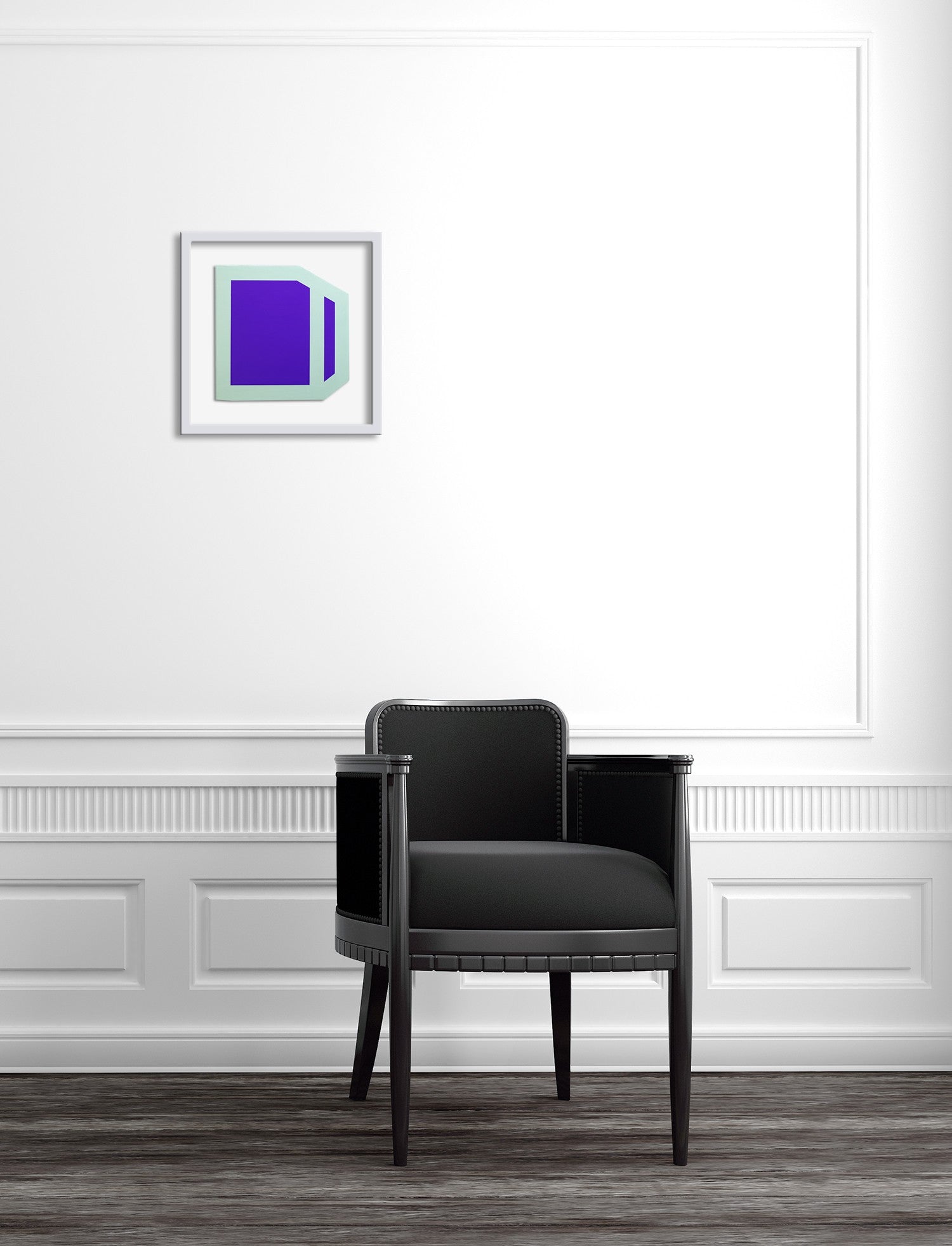 A purple and blue square on a white background.